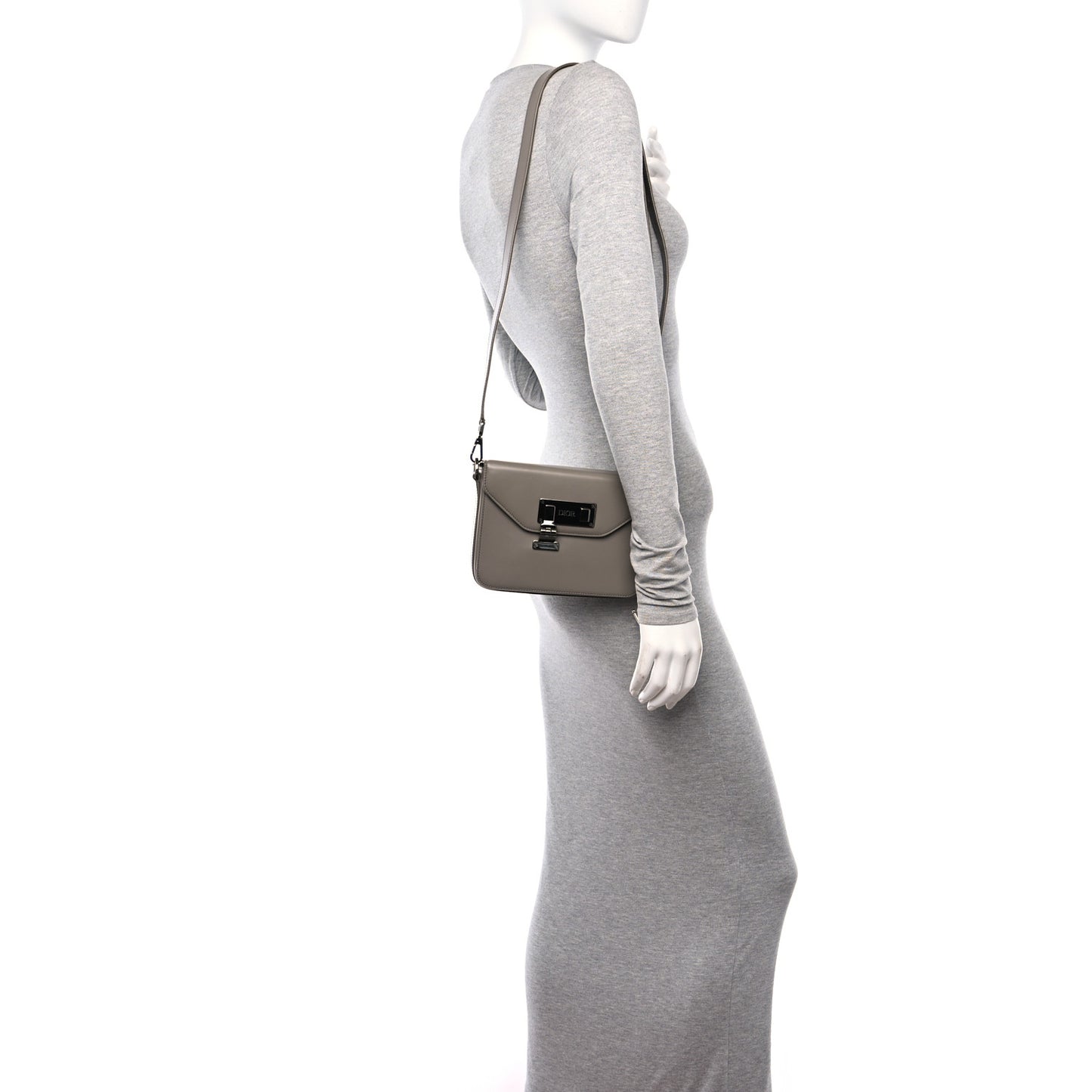 Smooth Calfskin Lock Messenger Bag Beige