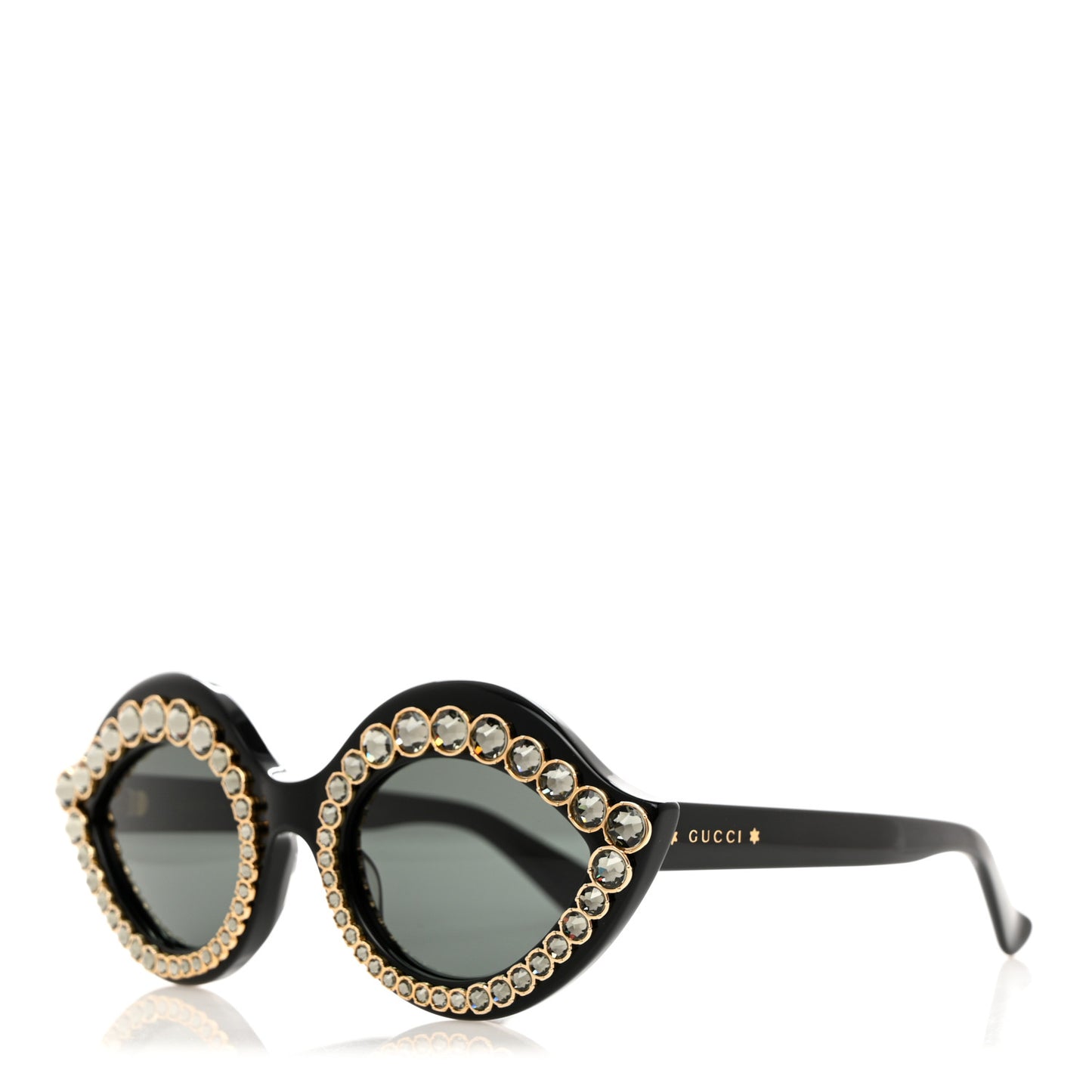 Acetate Crystal Studded Cat Eye Sunglasses GG0045S Black