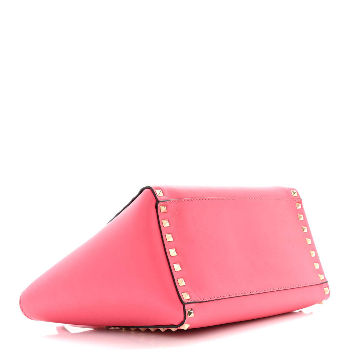 Vitello Small Rockstud Double Handle Tote Raspberry