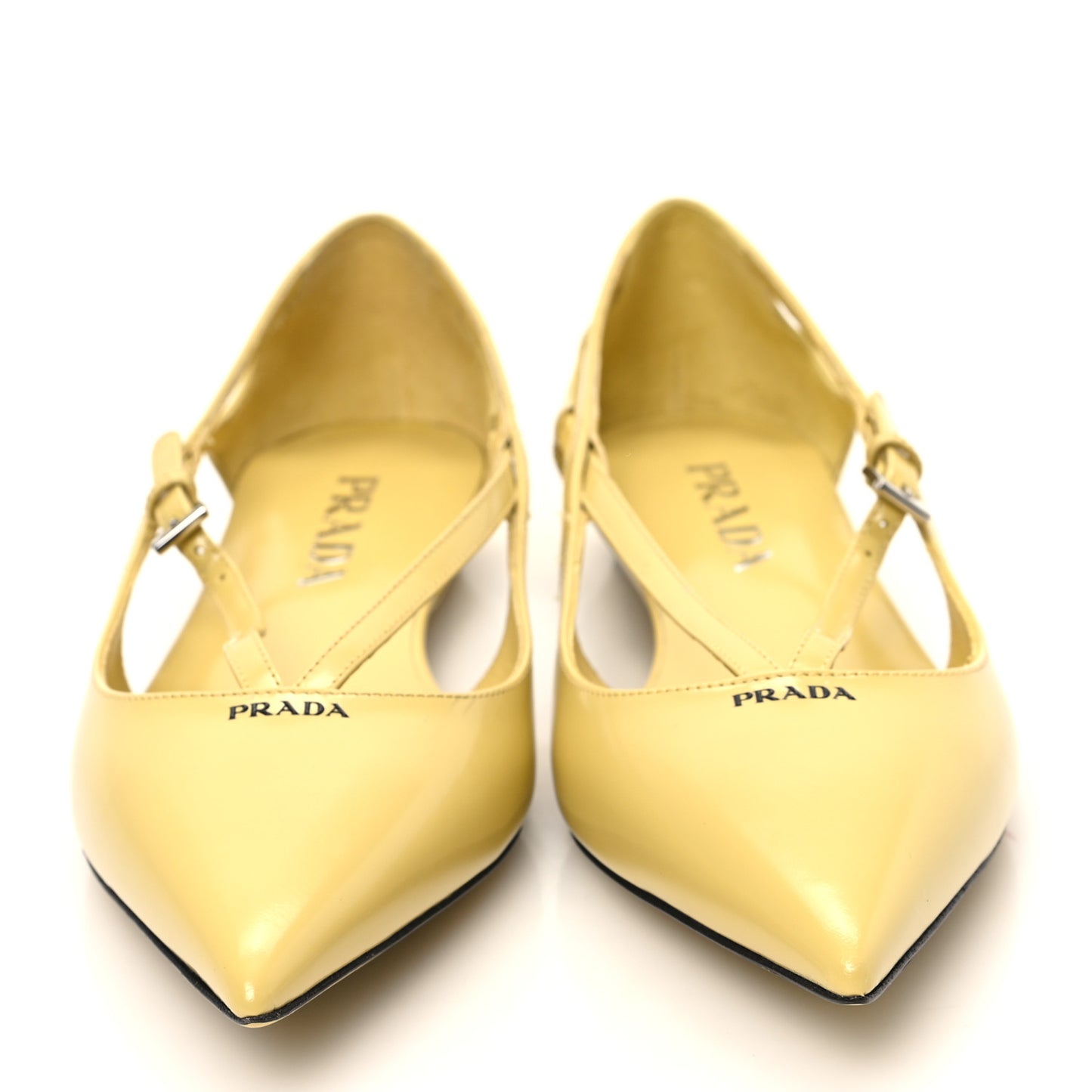 Calfskin Crisscross Ballerina Flats 36 Yellow