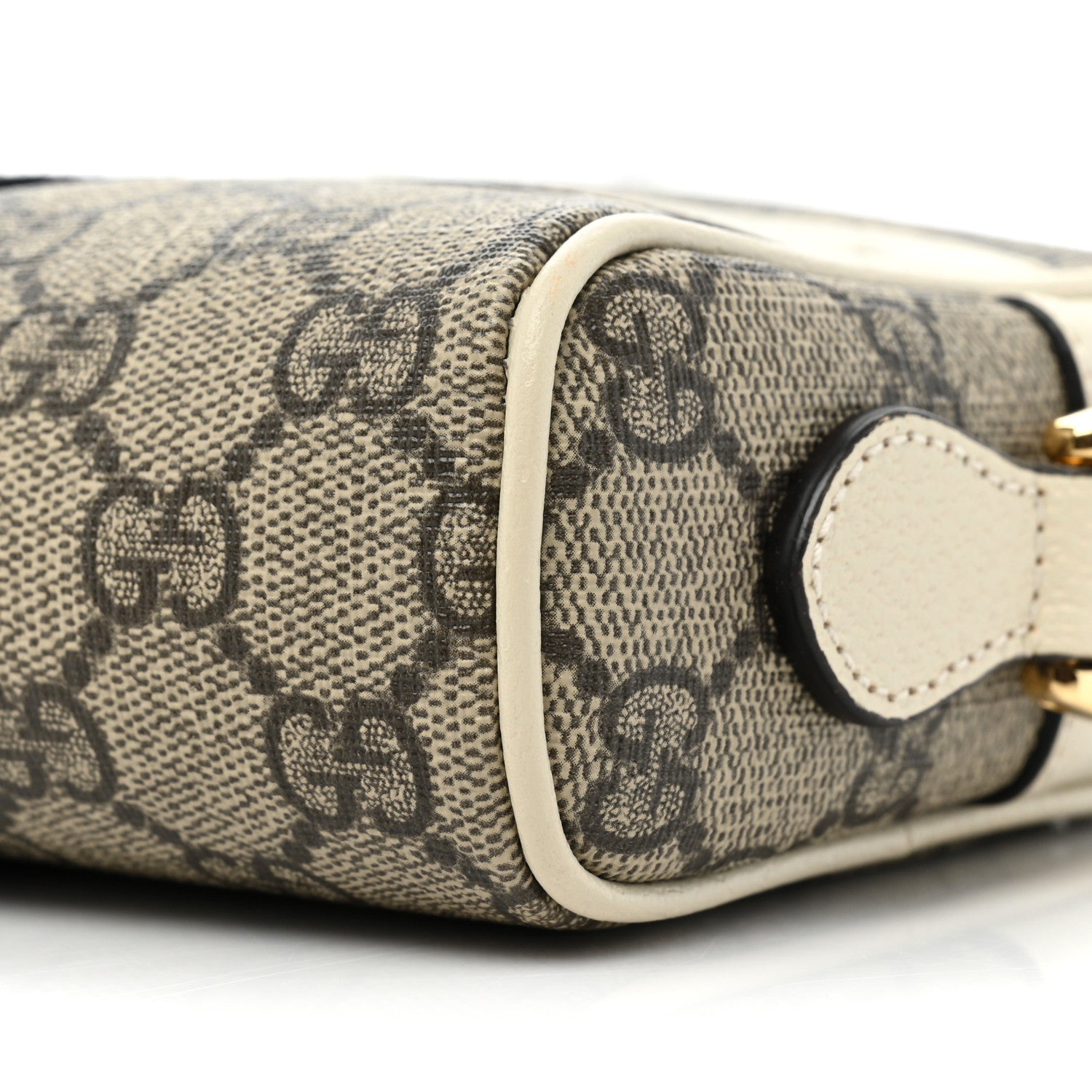 Gucci GG Supreme Monogram Textured Calfskin Web Mini Ophidia Shoulder Bag Beige Ebony Mystic White 8 of 11