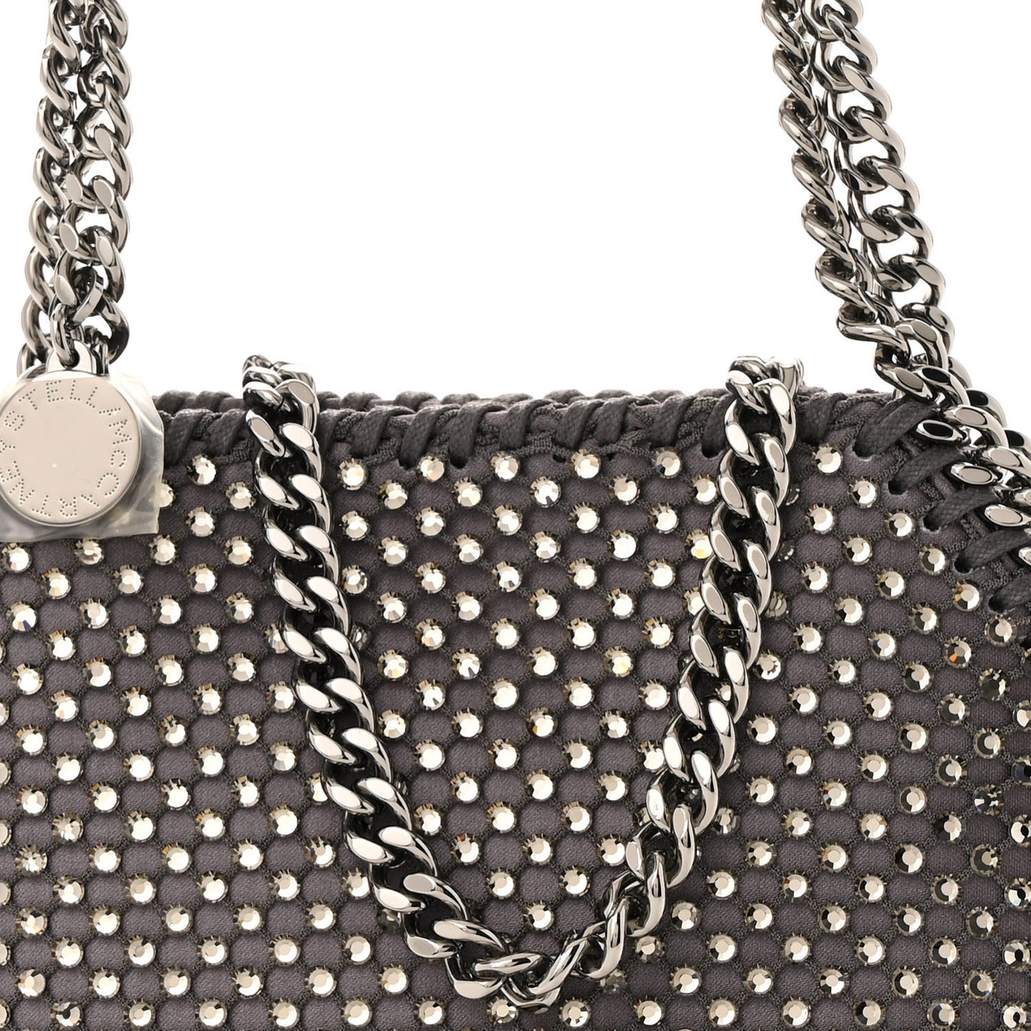 Mesh Crystal Mini Falabella Crossbody Bag Fog