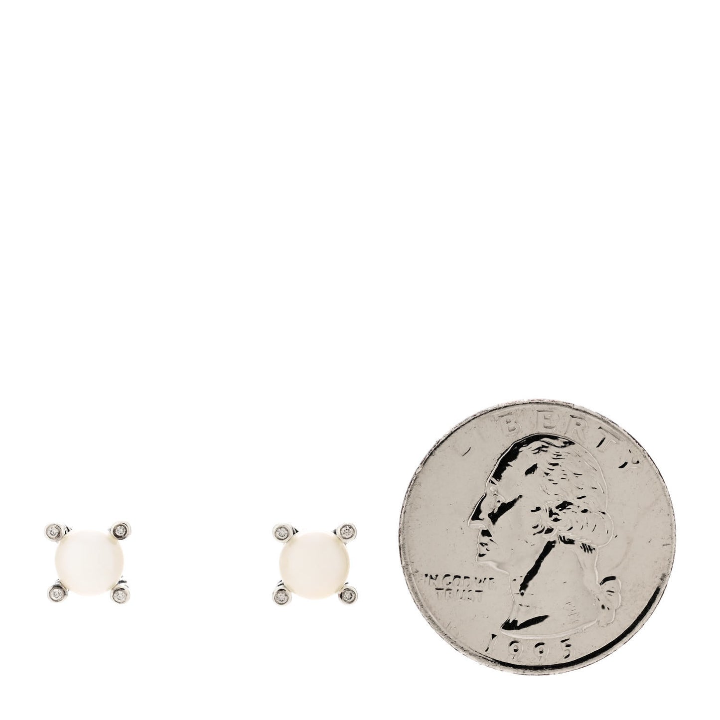 Sterling Silver Diamond Pearl 6-6.5mm Cable Stud Earrings