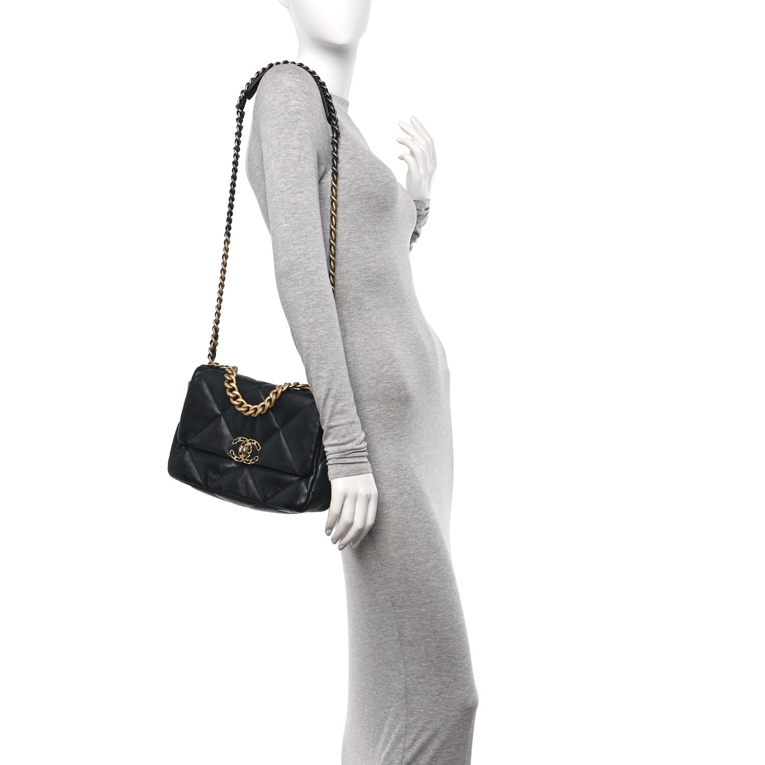 Chanel Lambskin Quilted Medium Chanel 19 Flap Black 2 of 10
