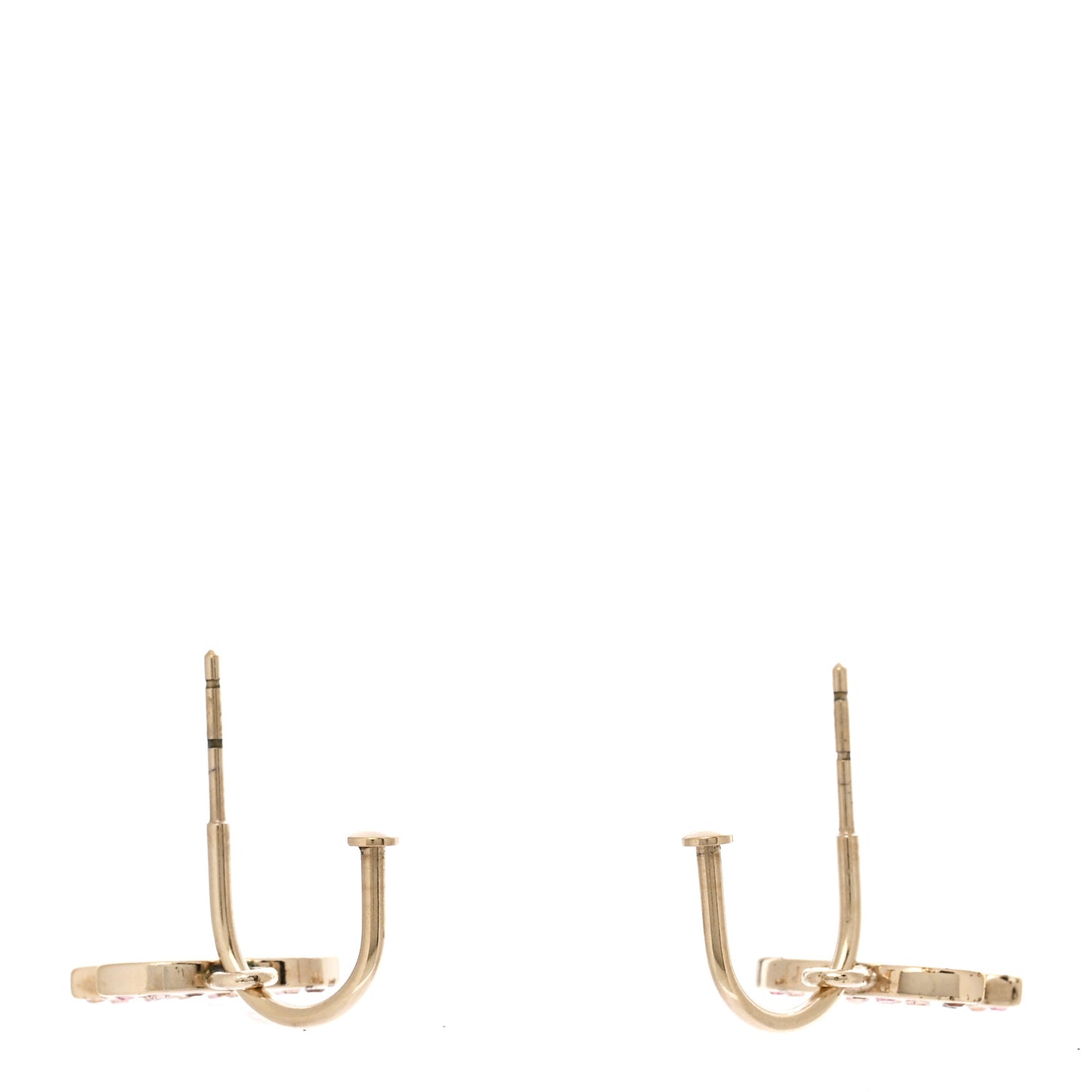 Crystal CC Hoop Drop Earrings Gold Pink