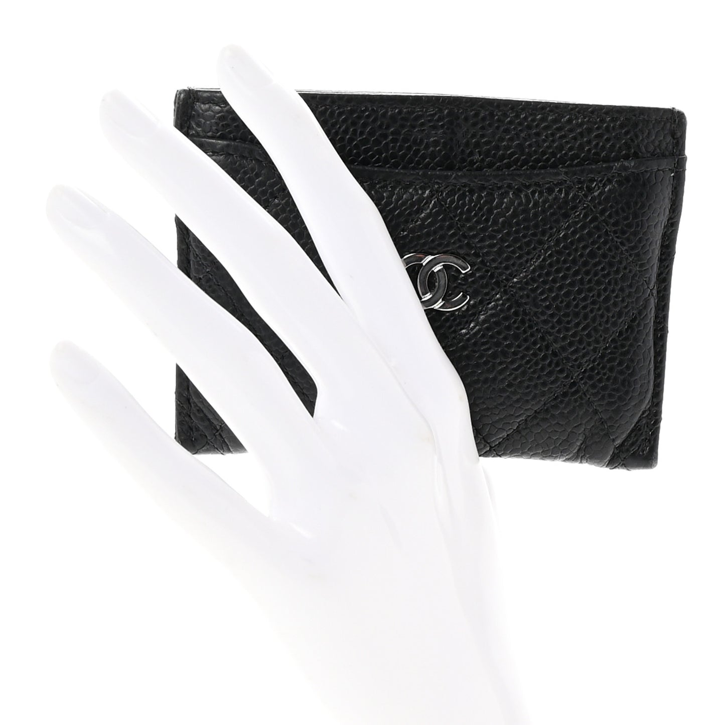 Caviar Quilted Card Holder Black
