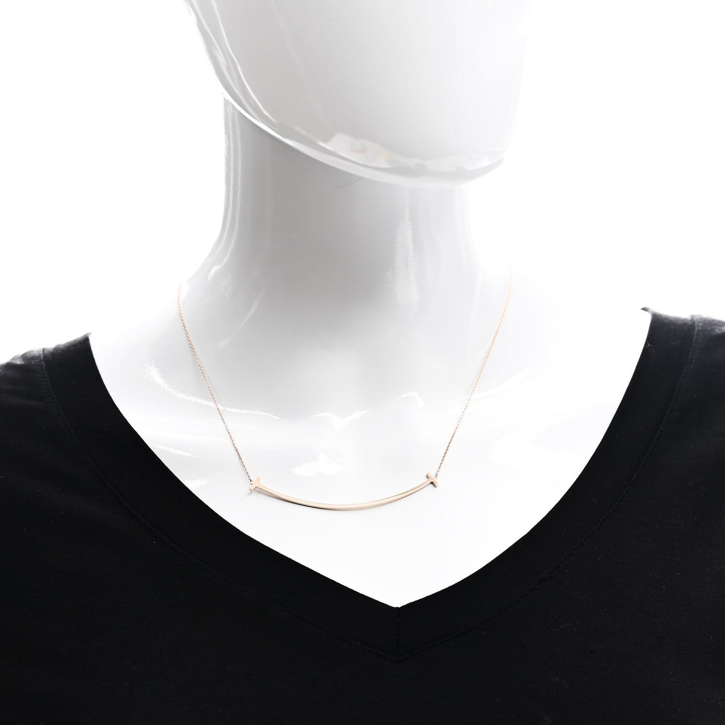 18K Rose Gold Large T Smile Pendant Necklace