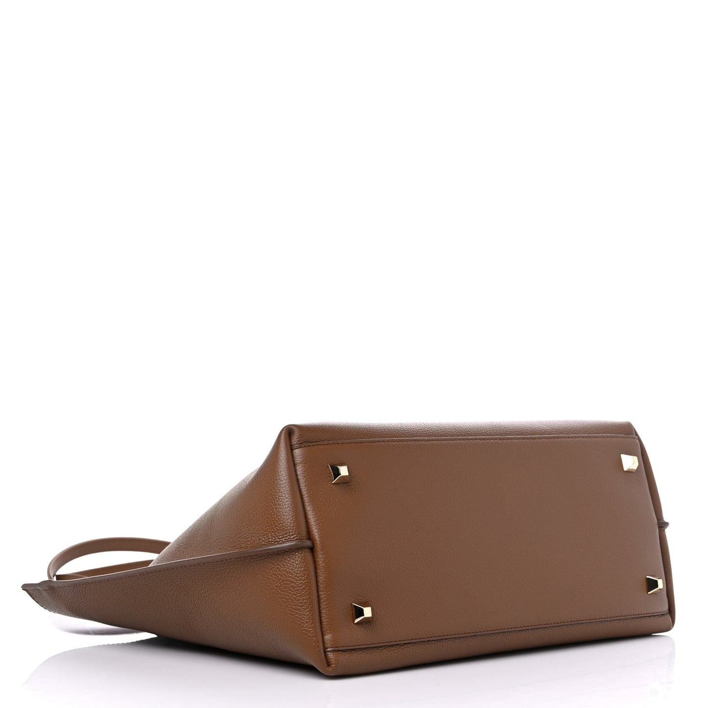 Grained Calfskin Medium Yris Shopper Tote Brown Cognac
