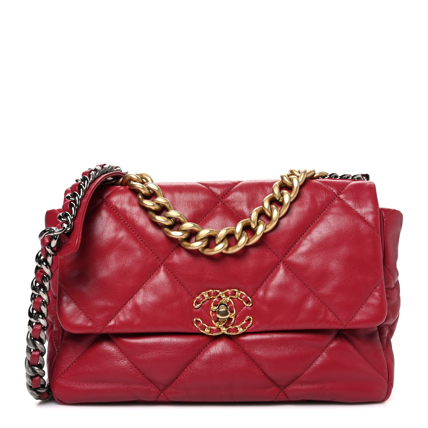 Chanel Lambskin Quilted Large Chanel 19 Flap Red 1863656