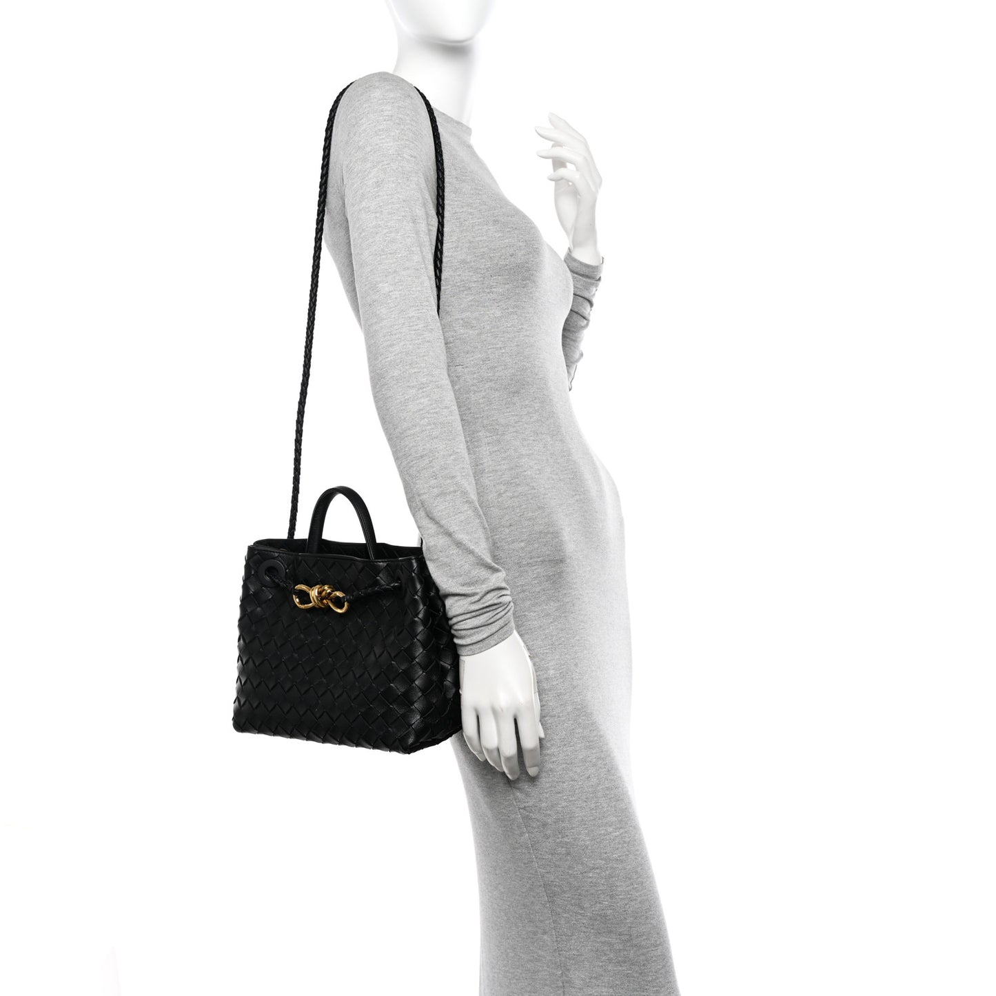 Nappa Intrecciato Small Andiamo Shoulder Bag Black