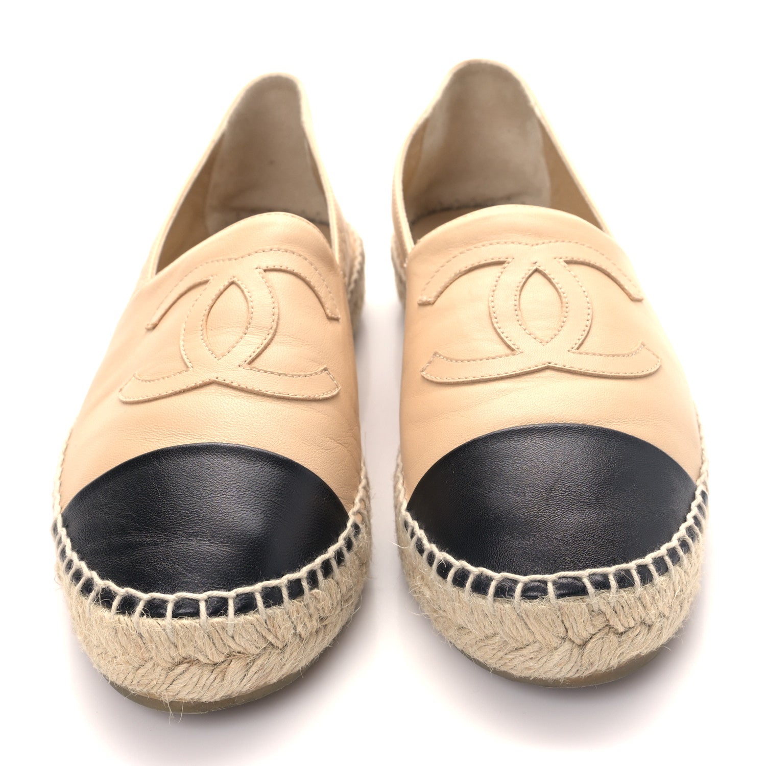 Chanel Lambskin CC Espadrilles 39 Beige Black 2 of 8