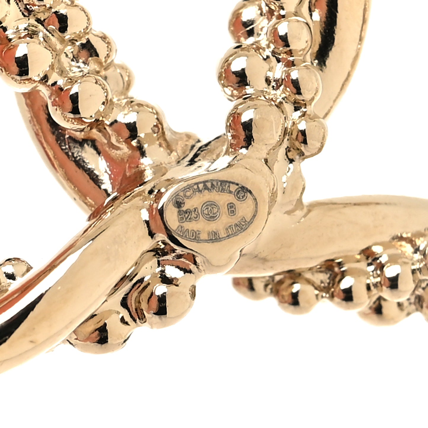 Metal Crystal Twisted CC Brooch Light Gold