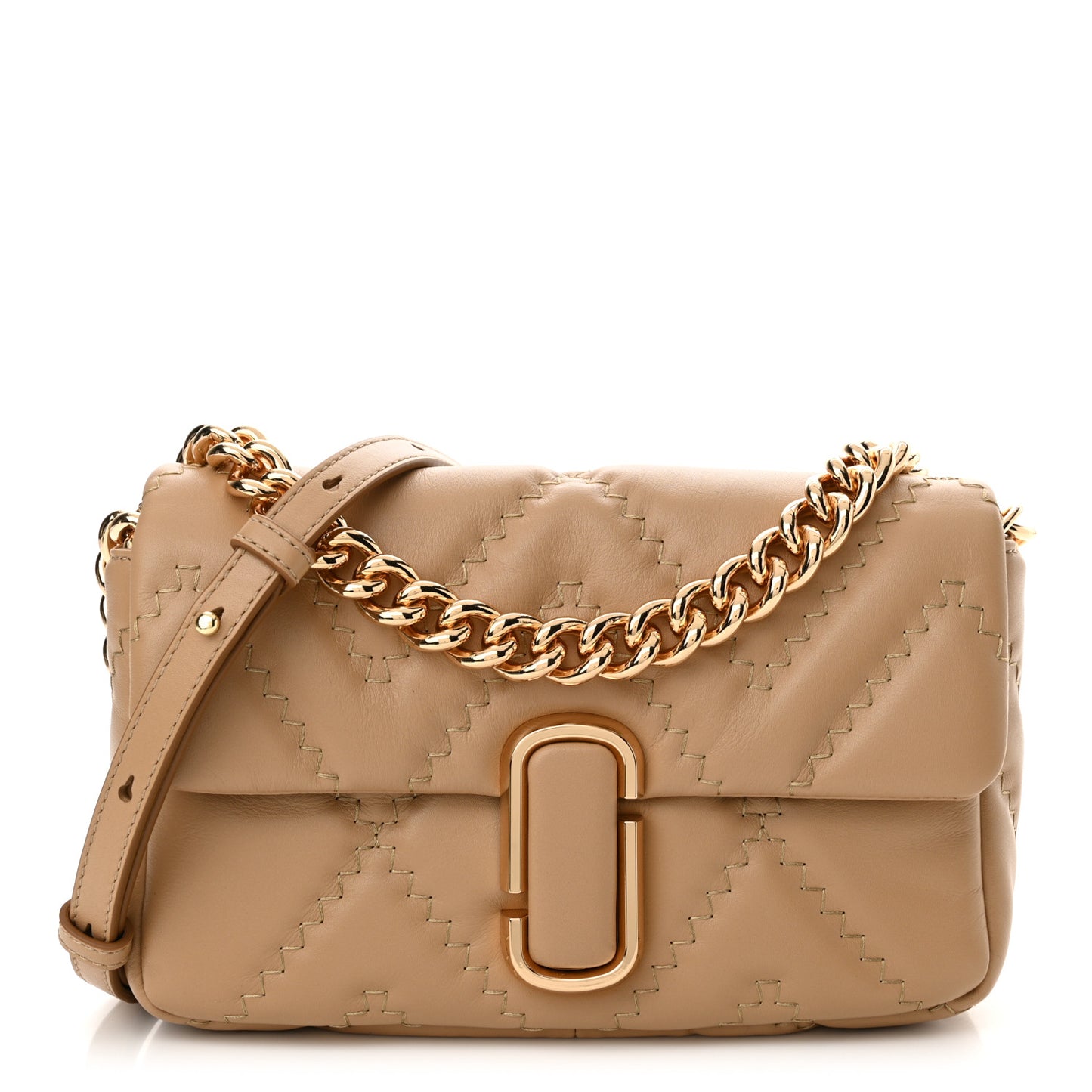 Lambskin Quilted J Marc Medium Shoulder Bag Camel