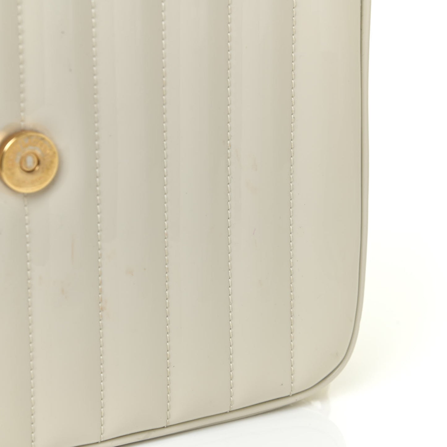 Patent Matelasse Monogram Large Vicky Chain Bag White