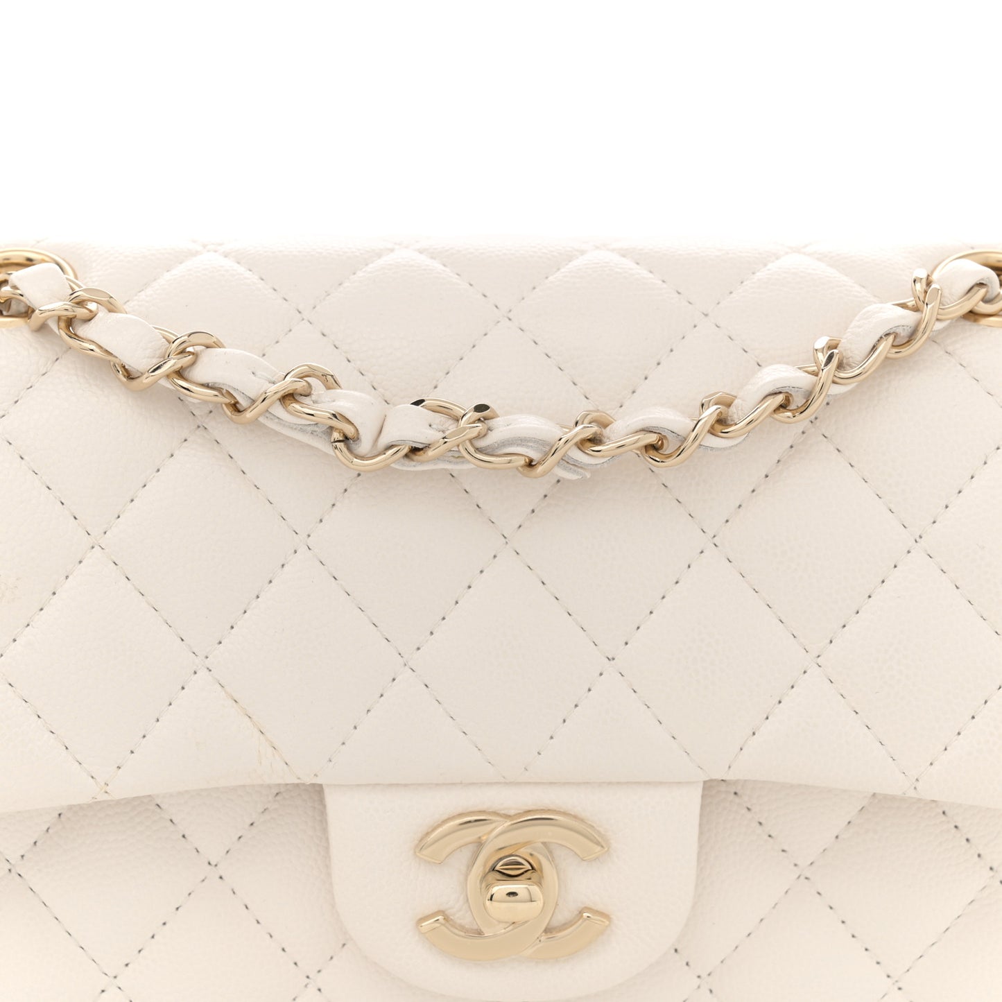 Caviar Quilted Small Double Flap White