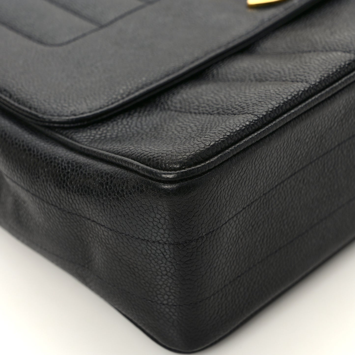 Caviar Vertical Quilted Kelly Flap Bag Black