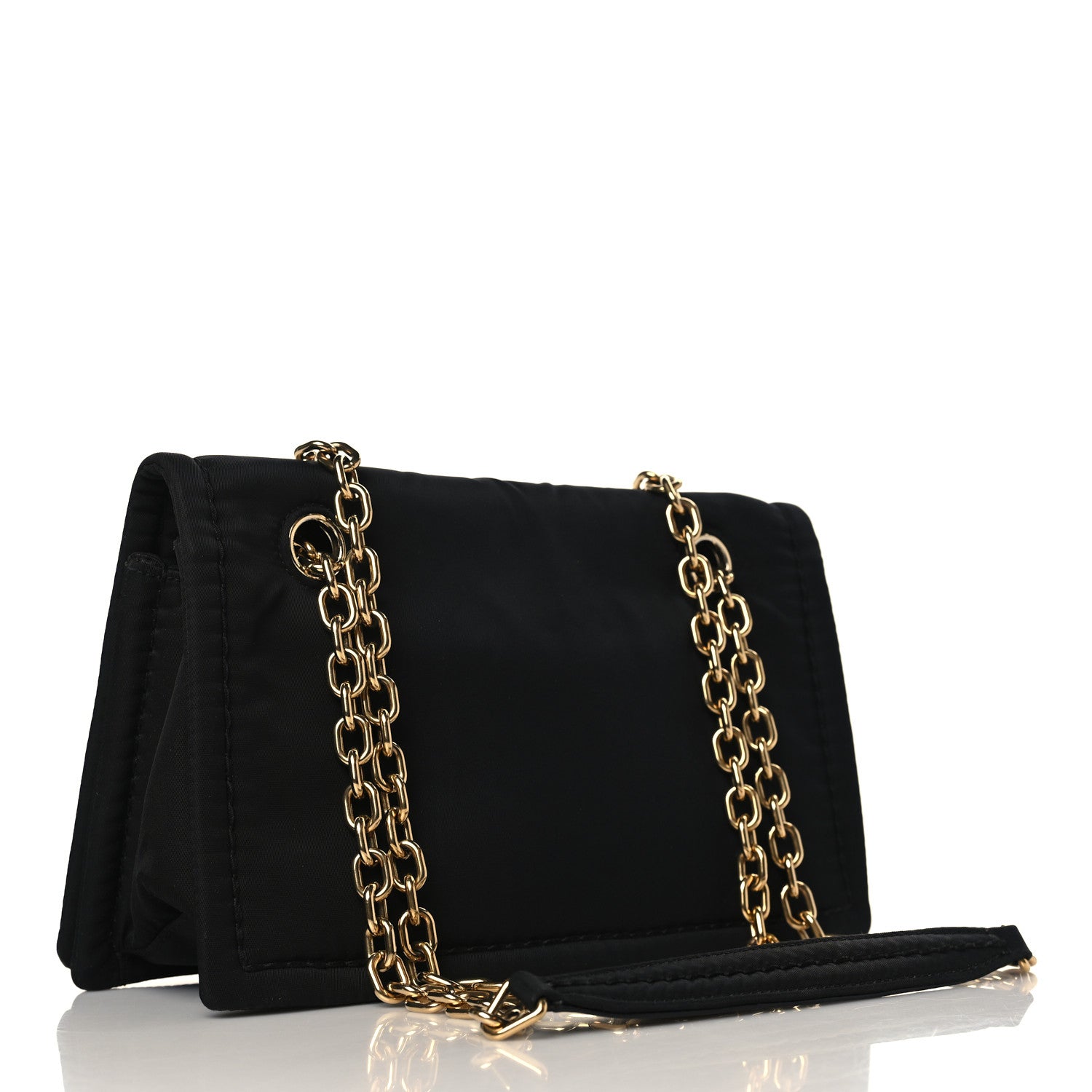 Prada Tessuto Nylon Padded Chain Shoulder Bag Black 3 of 9