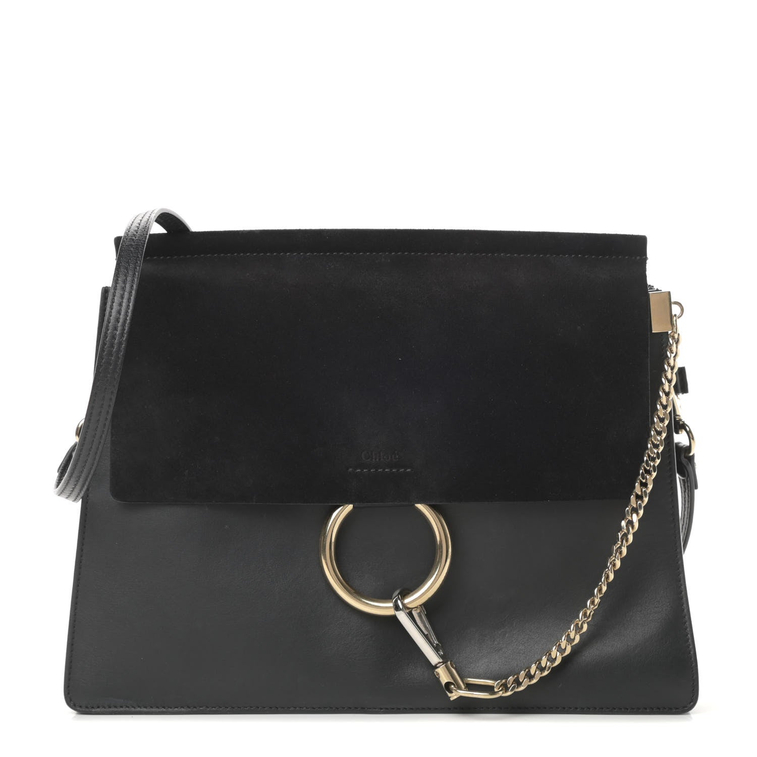 Chloe Suede Calfskin Medium Faye Shoulder Bag Black 1 of 17