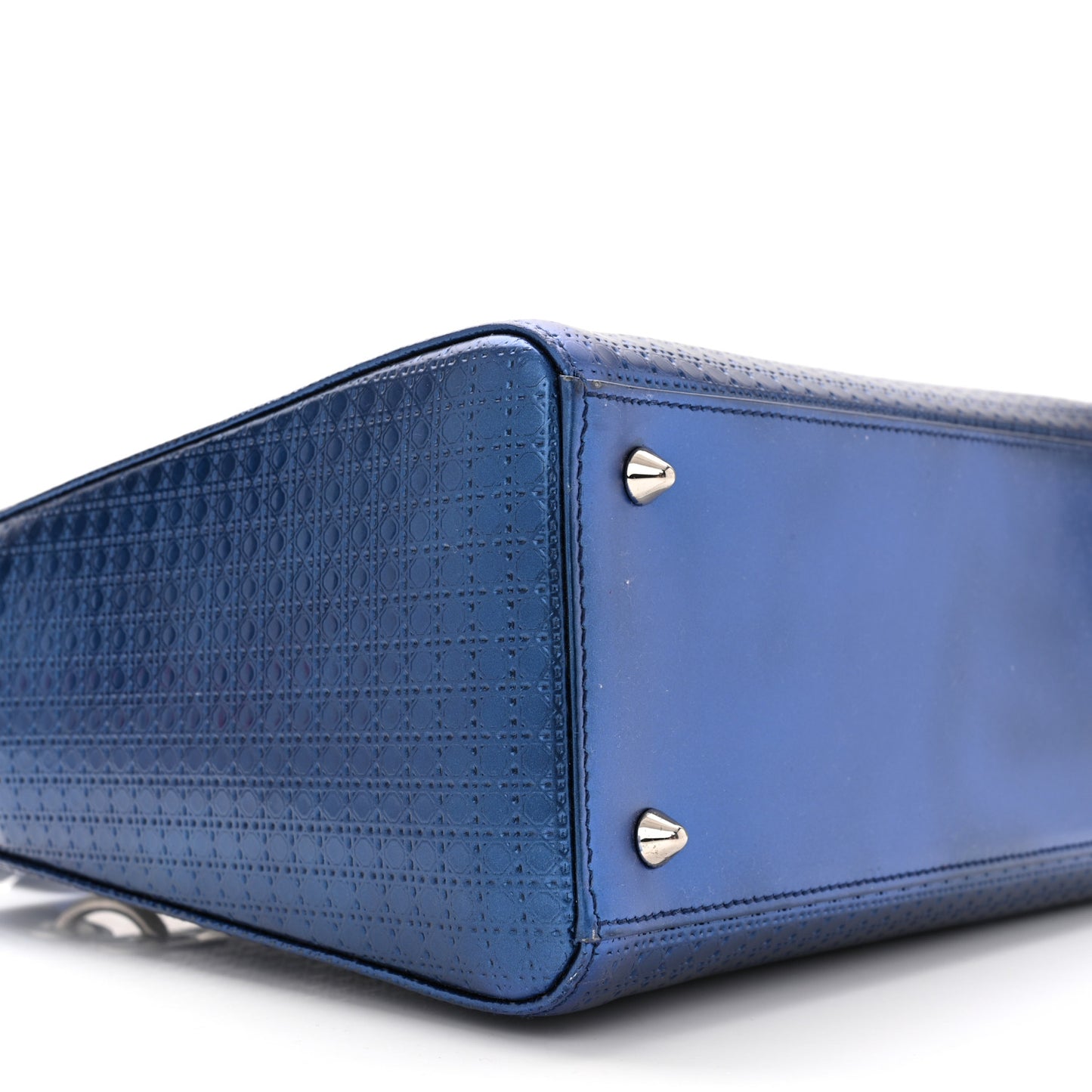 Metallic Patent Micro-Cannage Medium Lady Dior Blue
