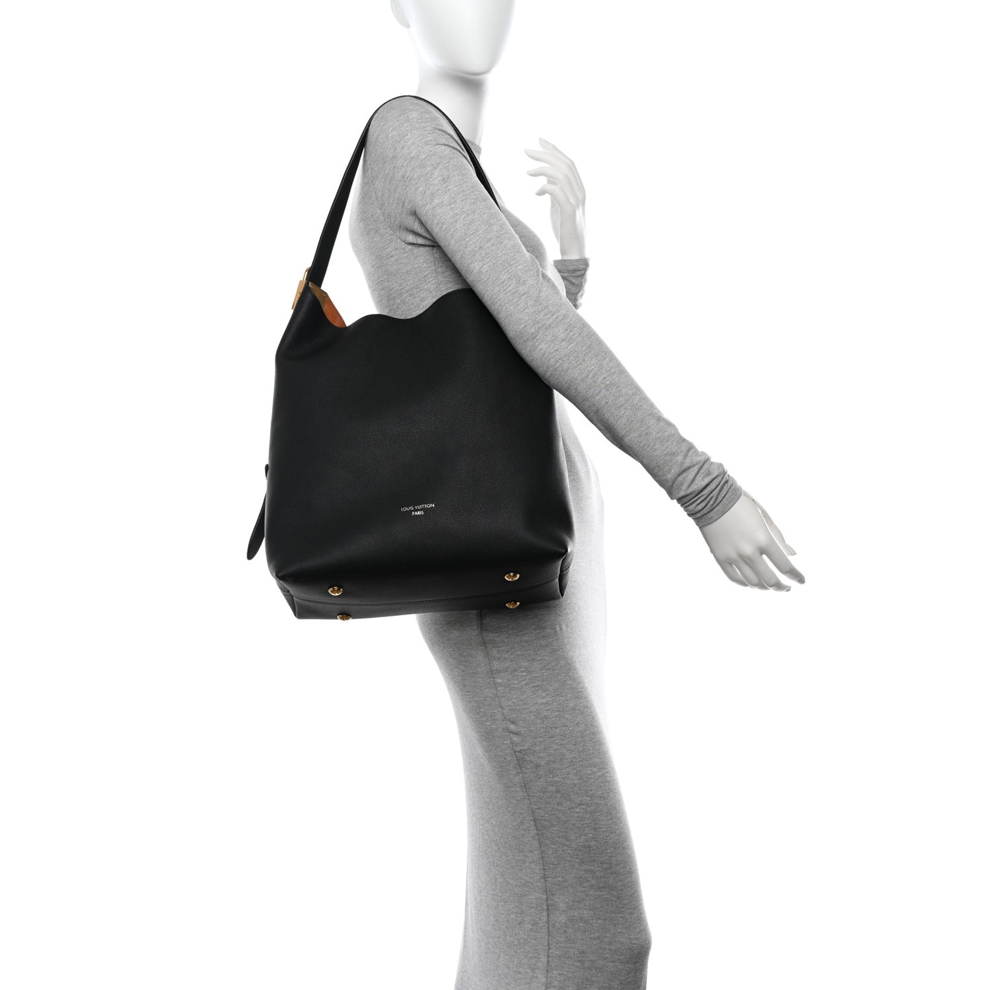 Grained Calfskin Low Key Hobo MM Black