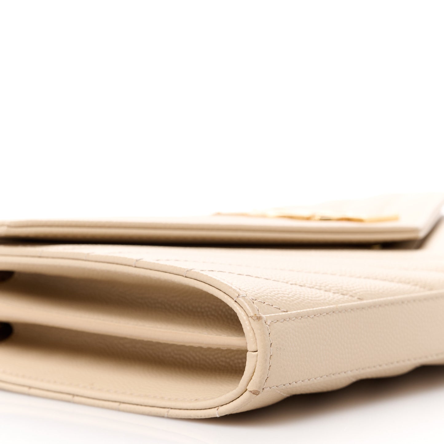Grain De Poudre Matelasse Chevron Monogram Chain Wallet Dark Beige