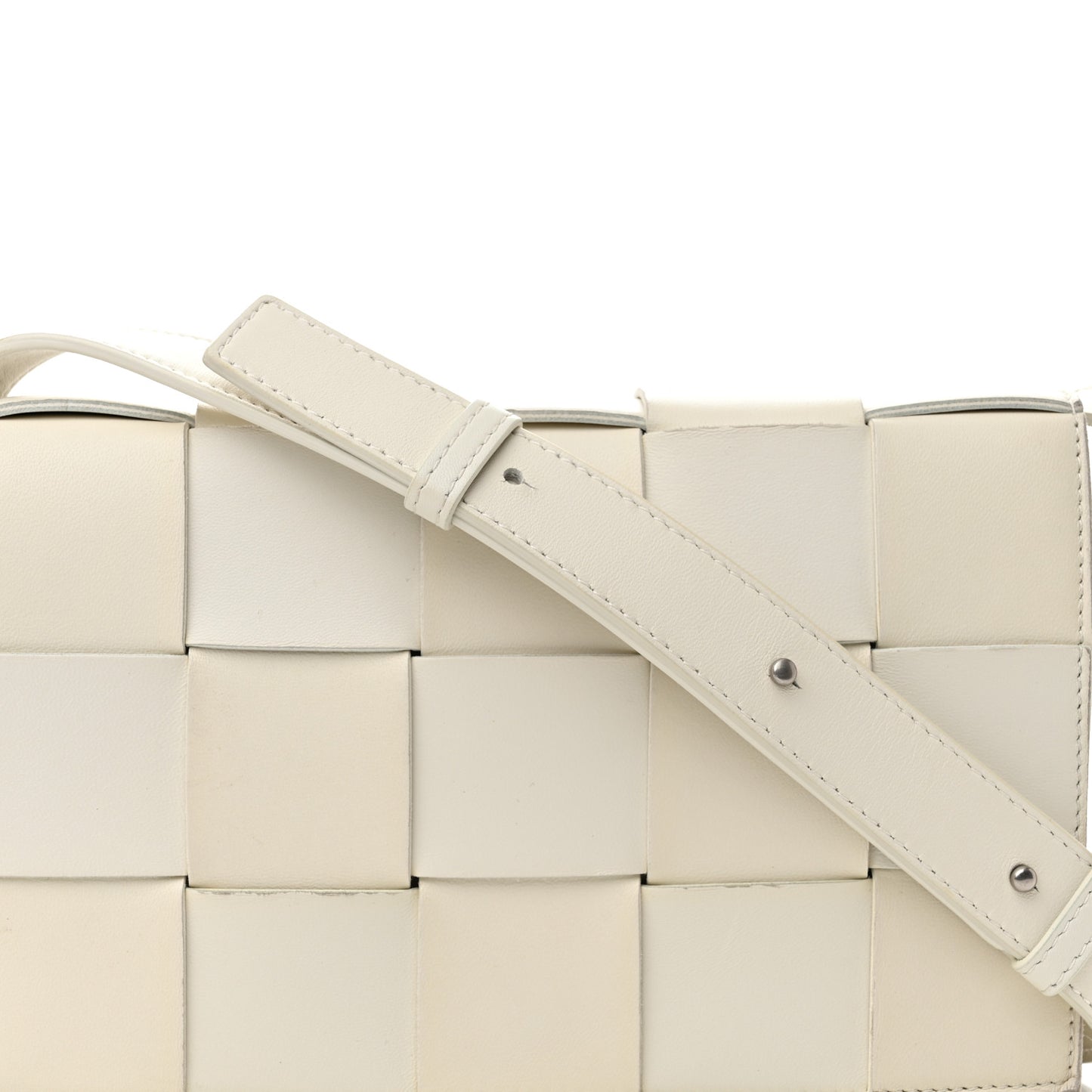 Lambskin Maxi Intrecciato Cassette Crossbody Bag White