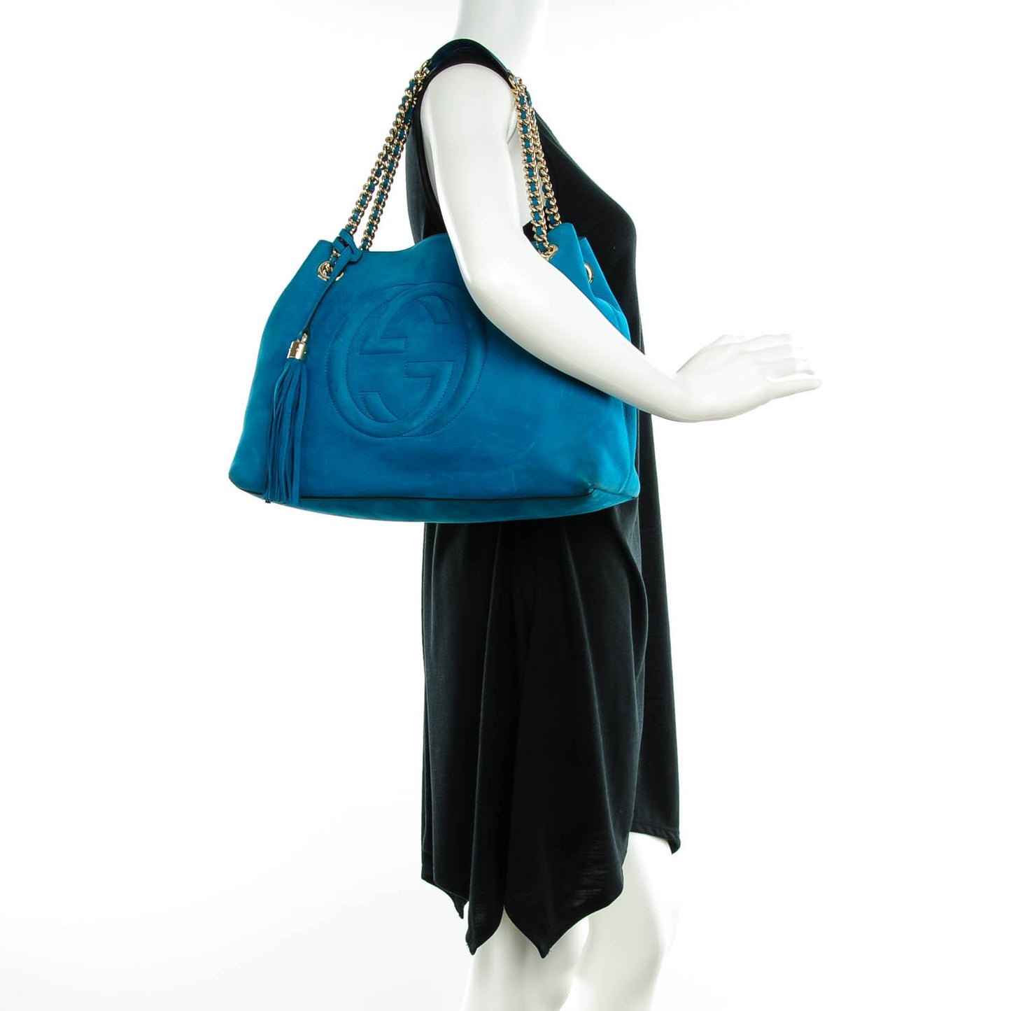 Vitello Range Medium Soho Chain Shoulder Bag Deep Cobalt