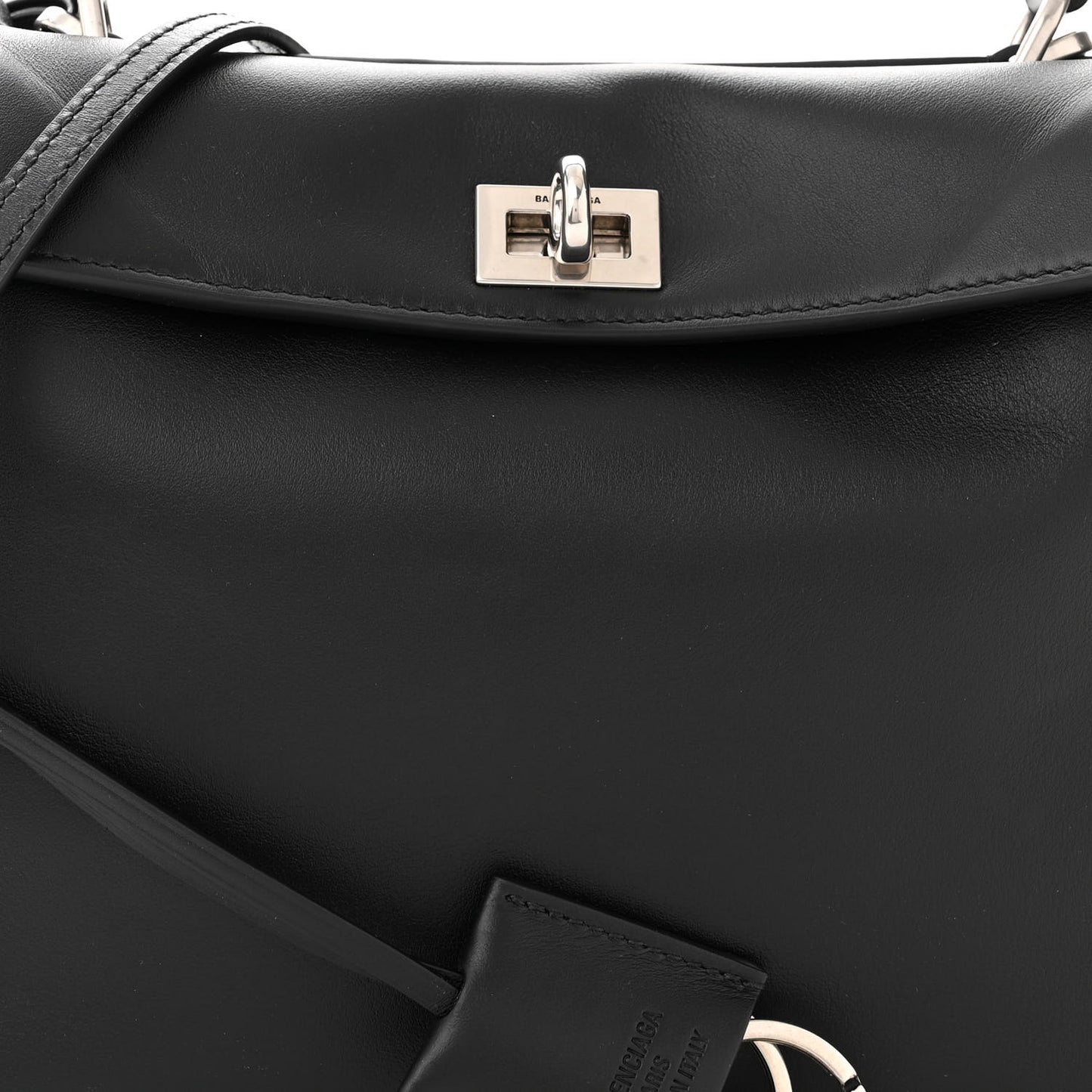 Natural Smooth Calfskin Mini Rodeo Top Handle Handbag Black