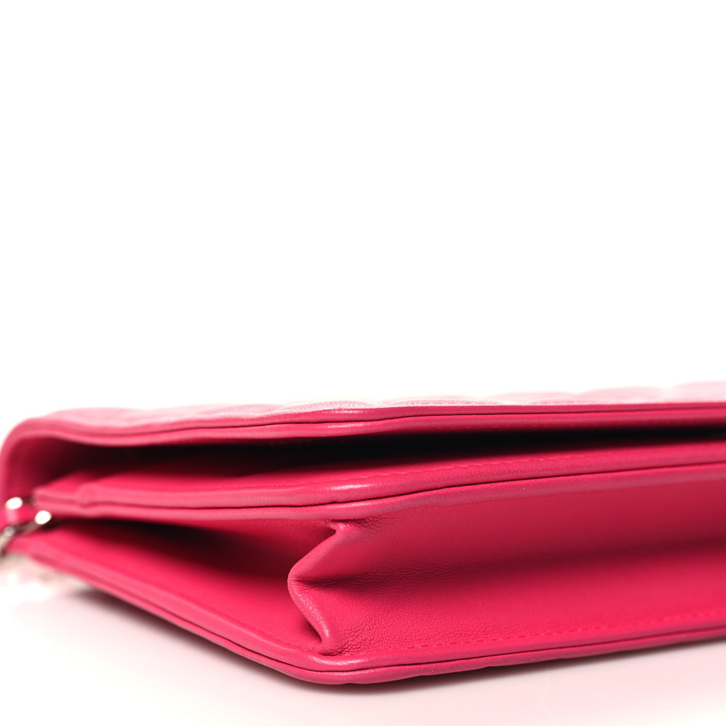 Lambskin Quilted Diamond CC Wallet On Chain WOC Pink