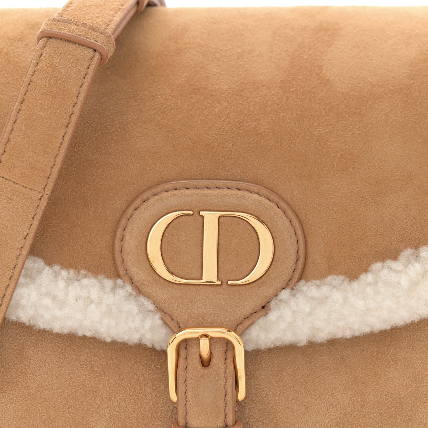 Suede Shearling Medium Bobby Flap Natural