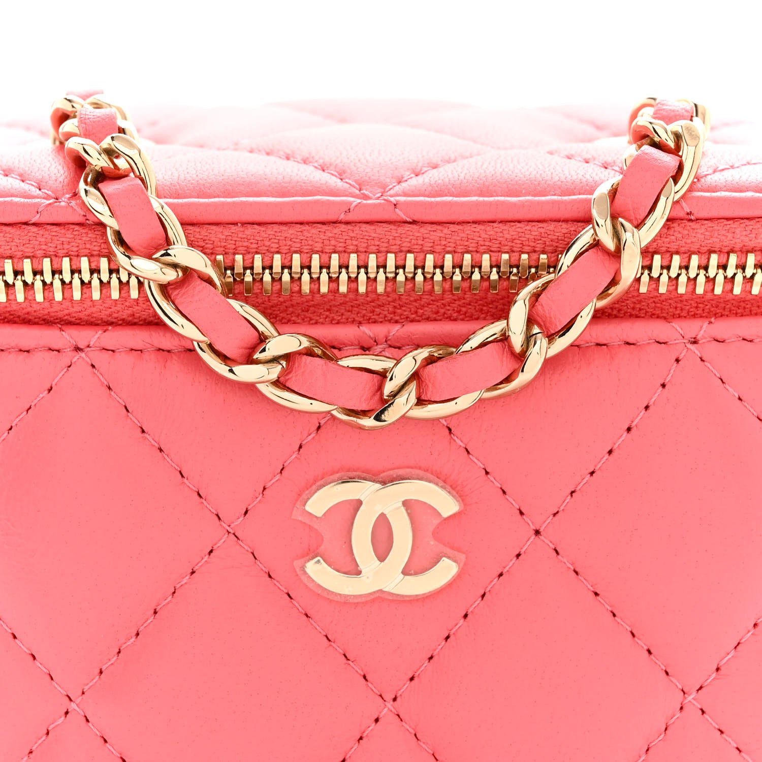 Chanel Lambskin Quilted Mini Vanity Case With Chain Pink 8 of 11