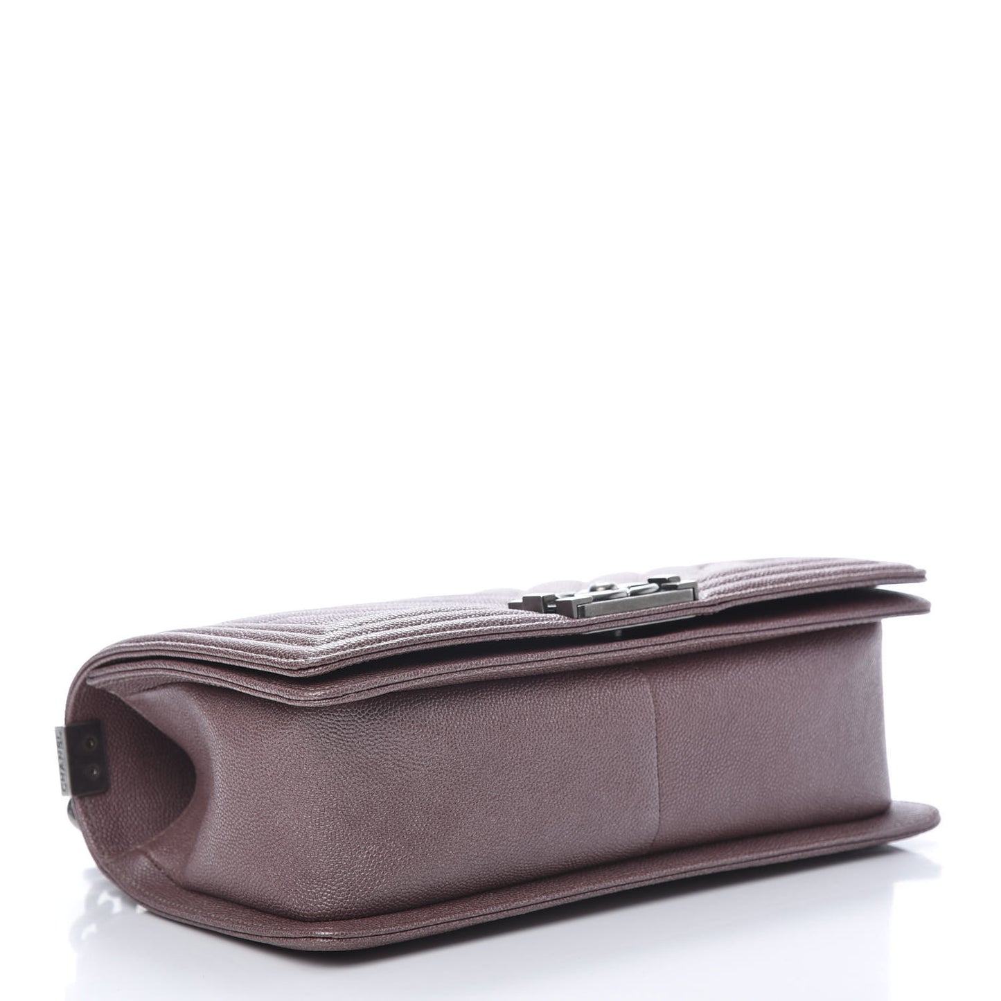 Metallic Caviar Chevron Quilted Medium Boy Flap Dark Pink