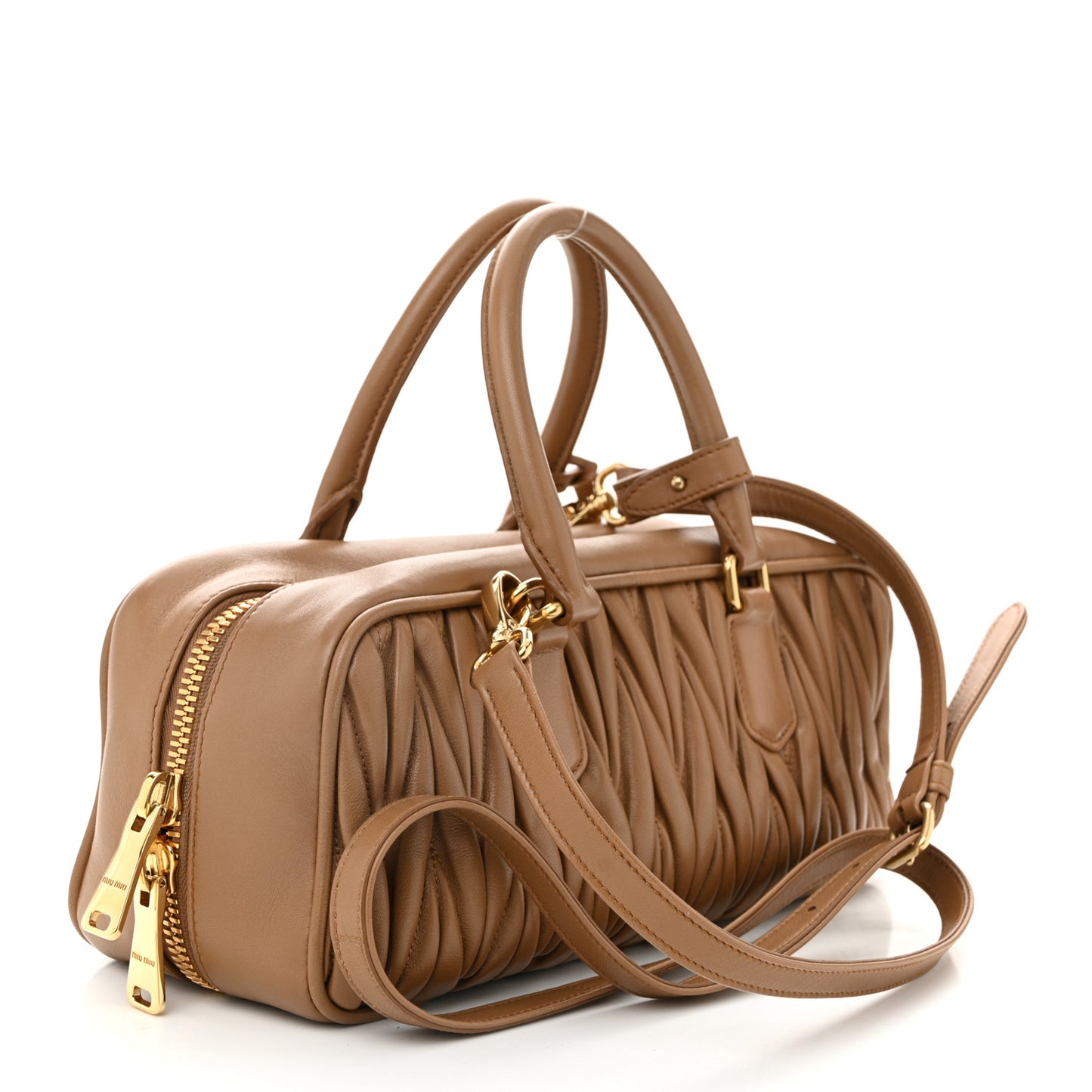 Nappa Matelasse Large Arcadie Top Handle Bag Caramel