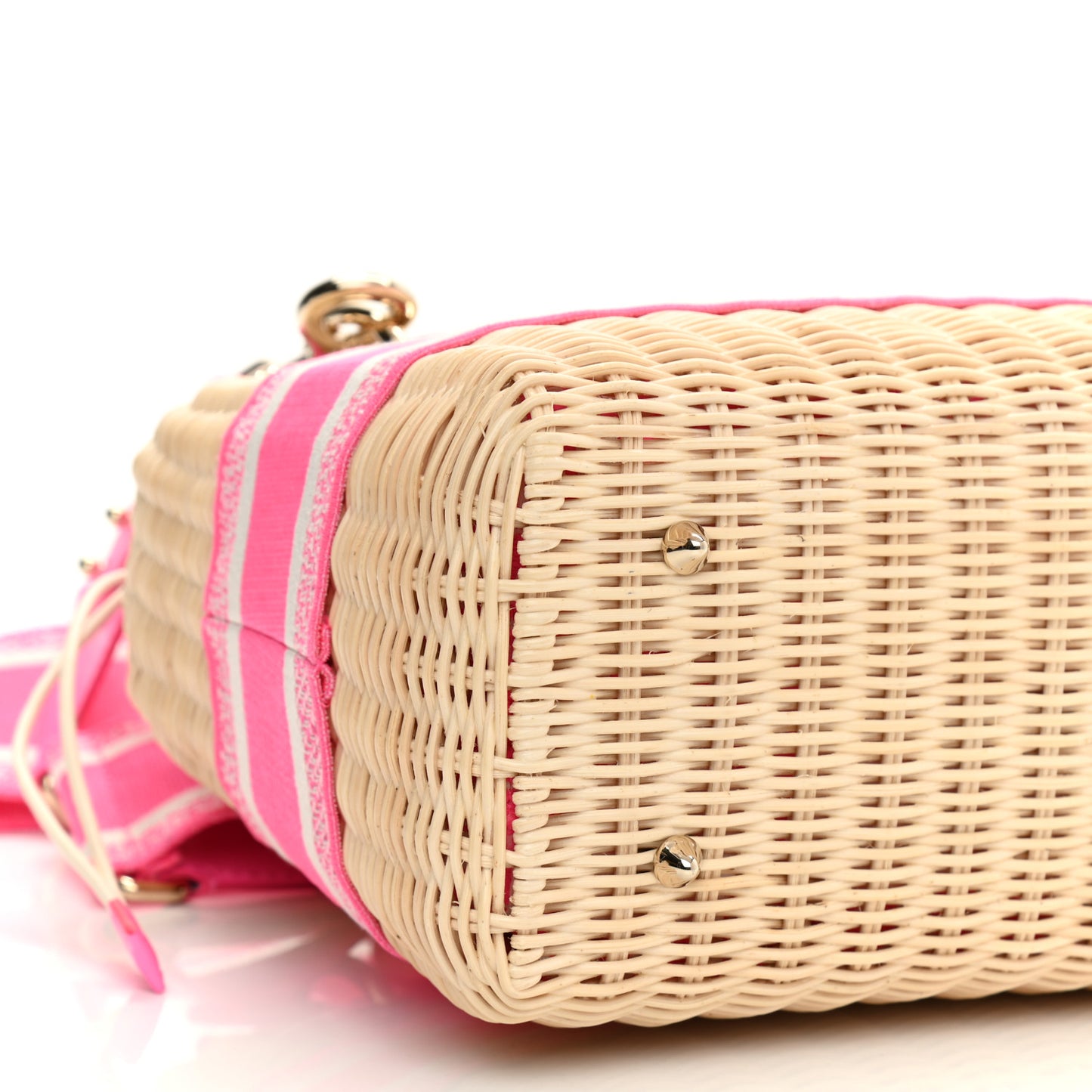 Wicker Oblique Medium Lady Dior Bag Fluorescent Pink