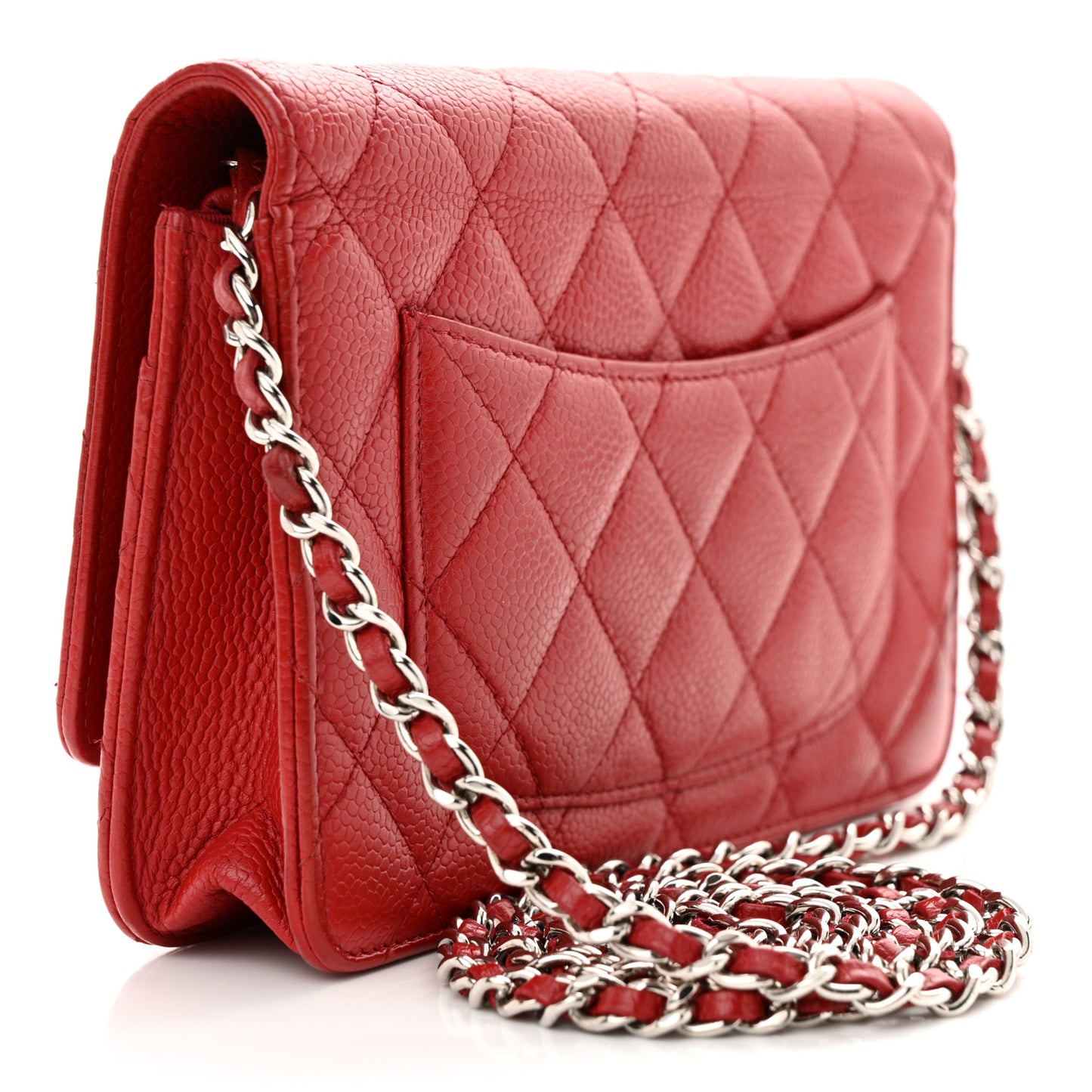 Caviar Quilted Wallet on Chain WOC Red