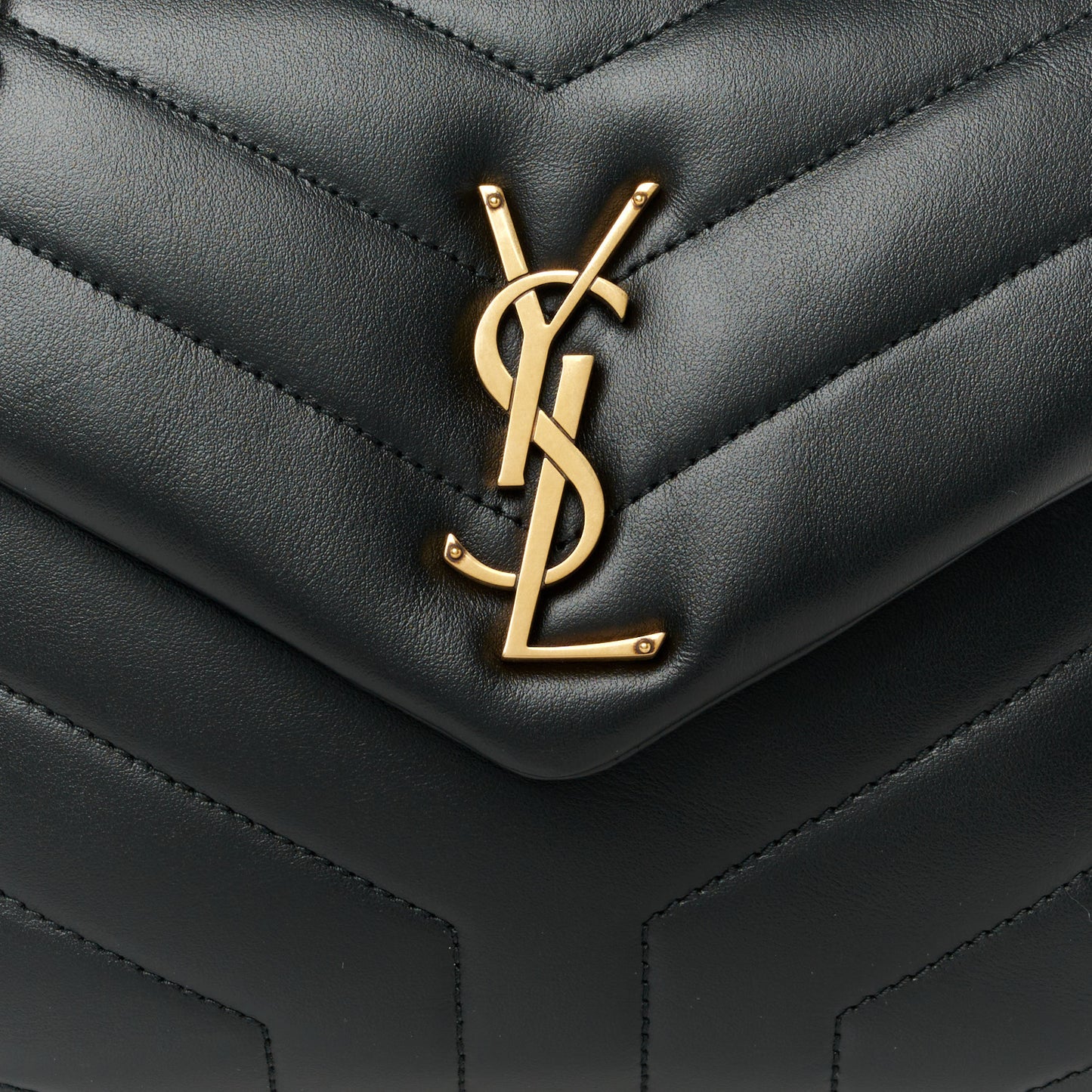 Calfskin Y Quilted Monogram Small Loulou Chain Satchel Black