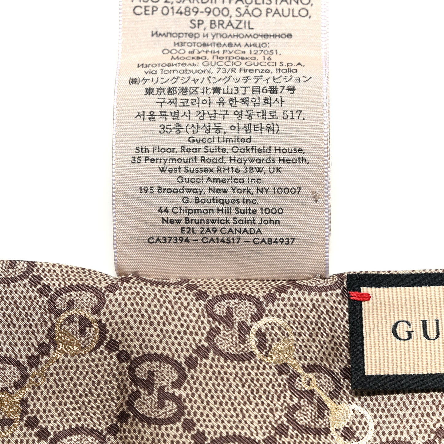 Silk Twill GG Monogram Gold Horsebity Neck Bow Scarf Flame
