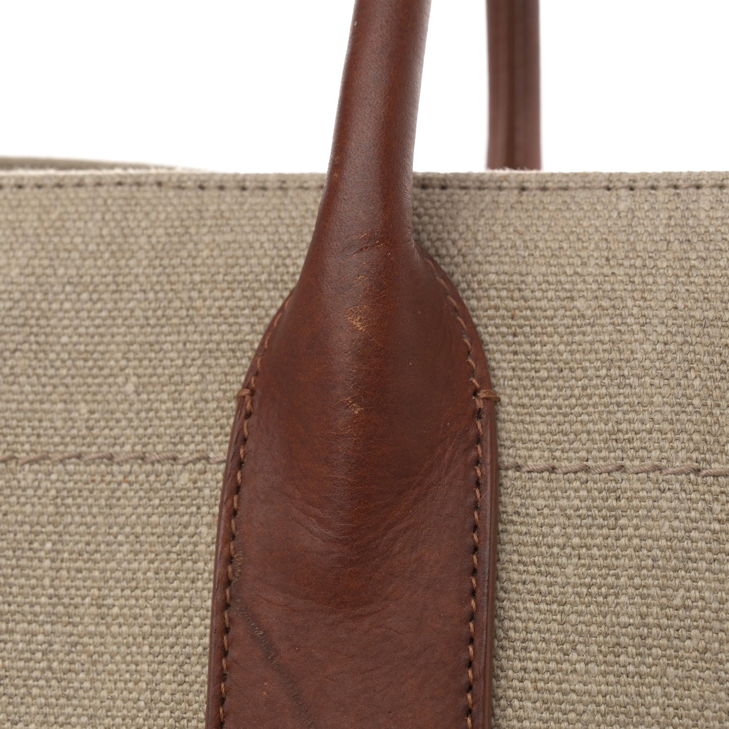 Linen Calfskin Small Rive Gauche Tote Brown