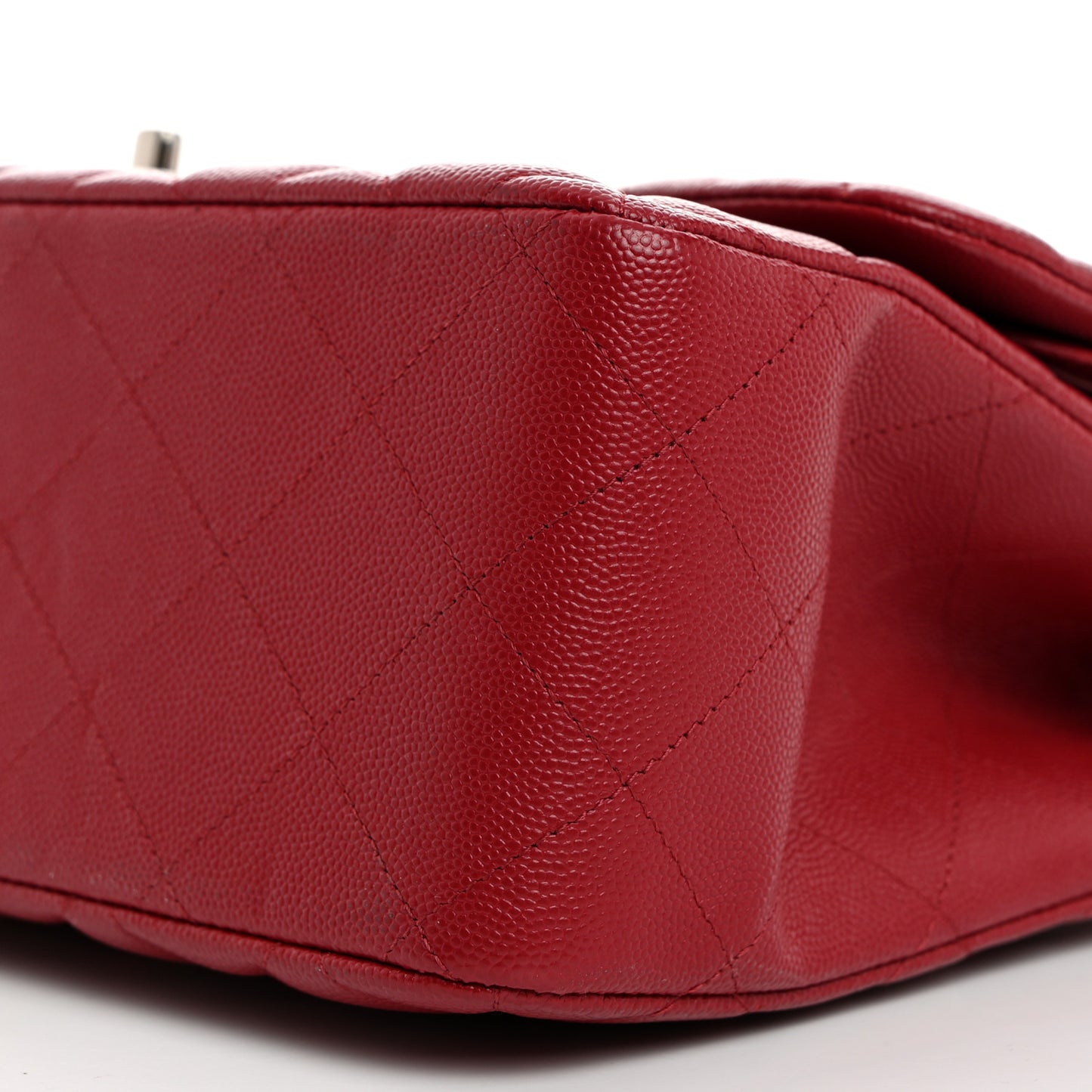 Caviar Quilted Jumbo Double Flap Dark Red