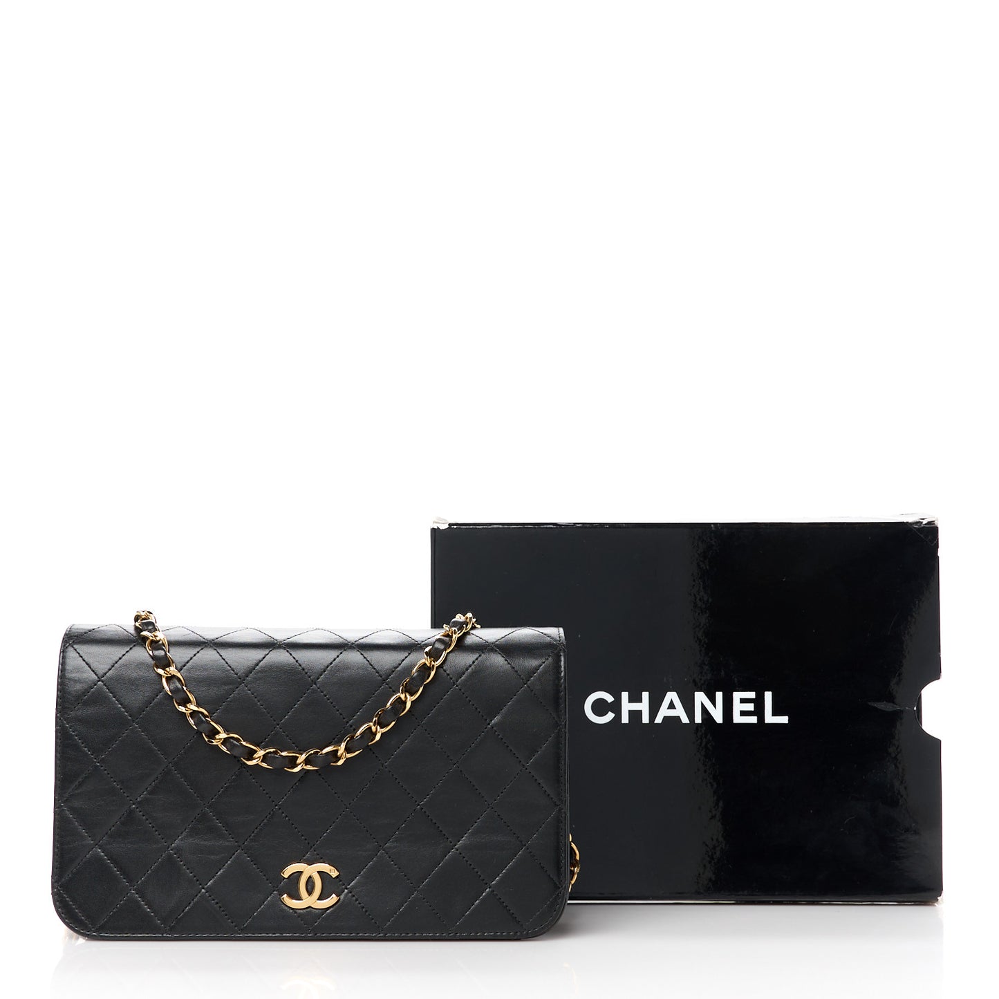 Lambskin Quilted Small Single Flap Black