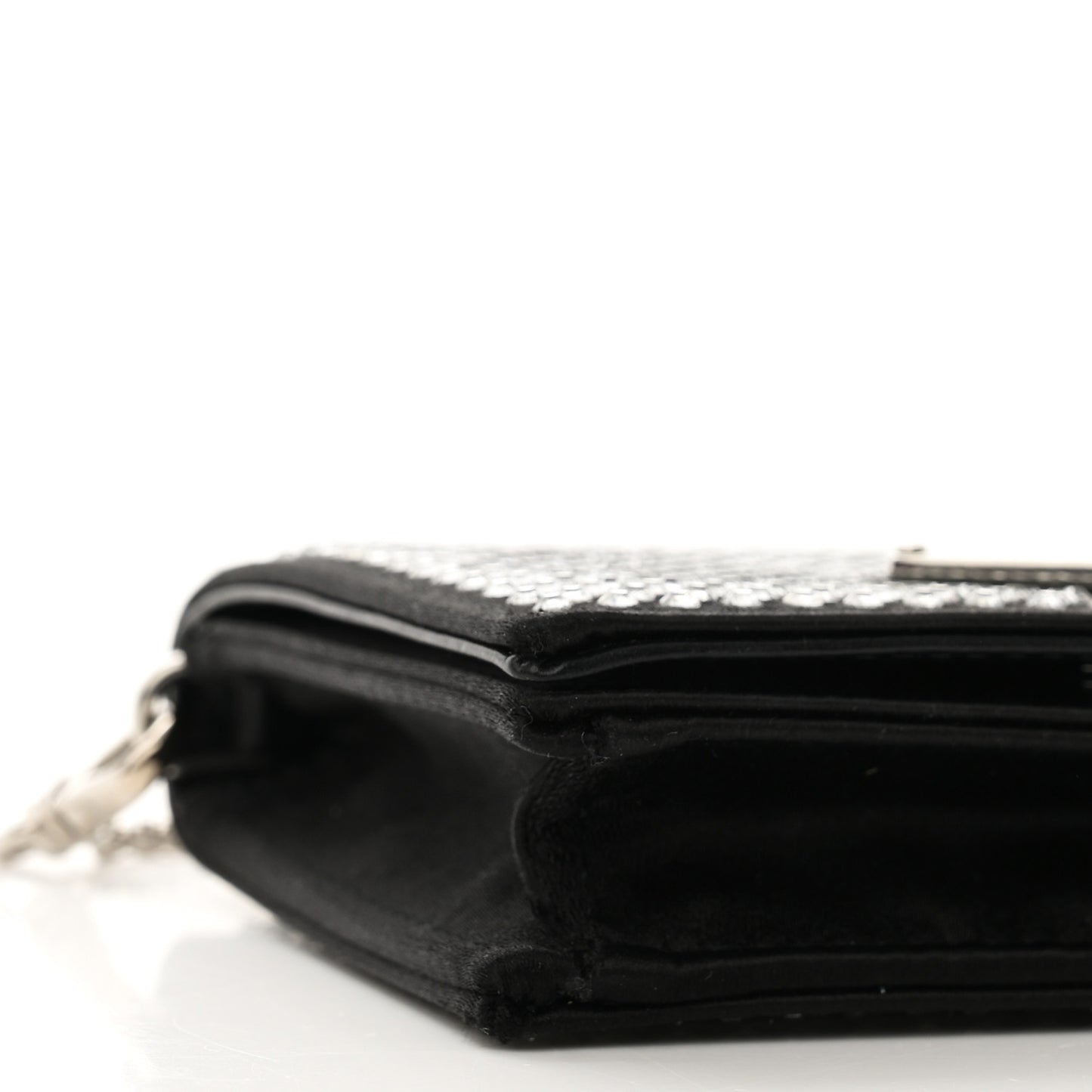 Satin Crystal Metal Triangle Logo Card Holder With Strap Cristal