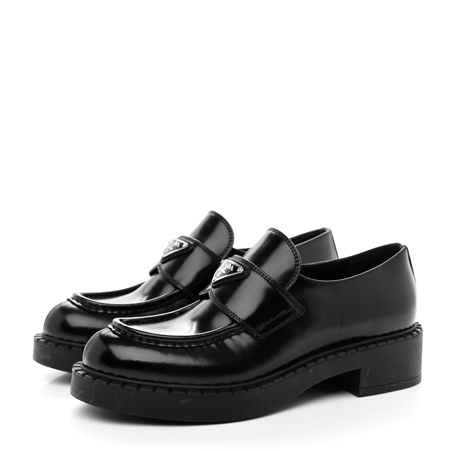 Spazzolato Metal Triangle Logo 50mm Loafers 39 Black