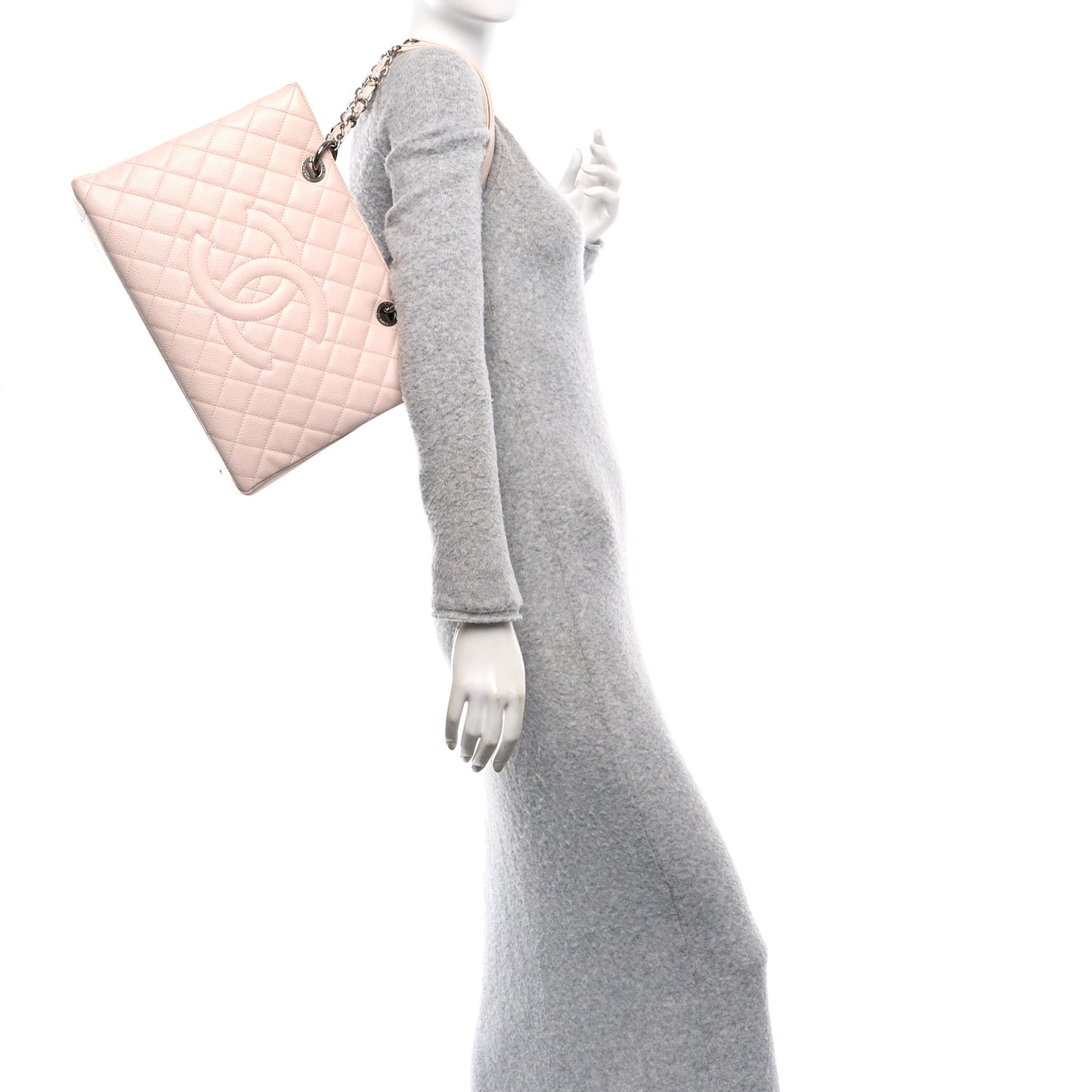 Caviar Quilted Grand Shopping Tote GST Rose Clair