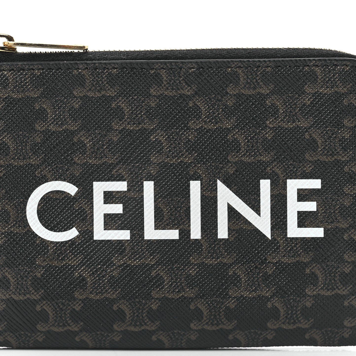Triomphe Canvas Logo Coin and Card Pouch With Hook Black