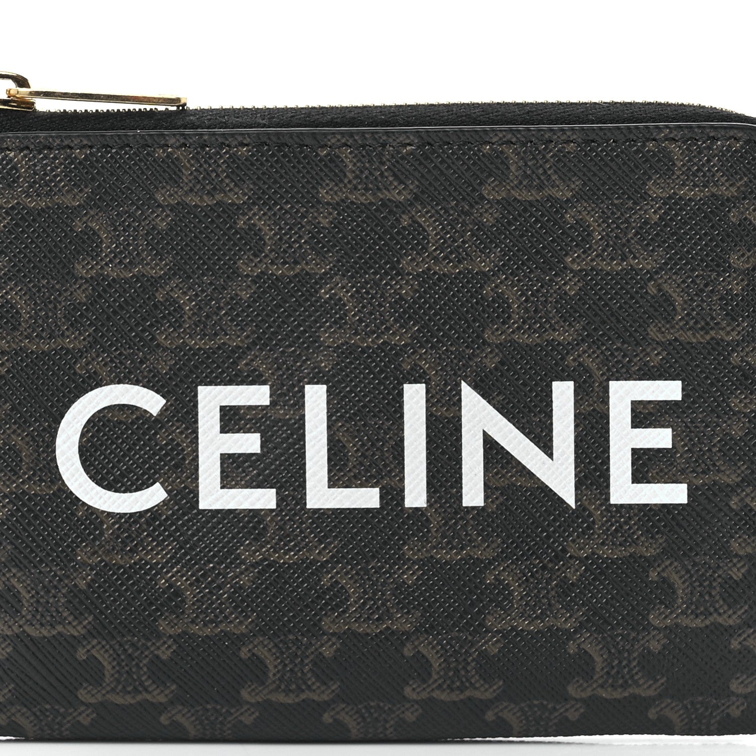 Celine Triomphe Canvas Logo Coin and Card Pouch With Hook Black 7 of 10