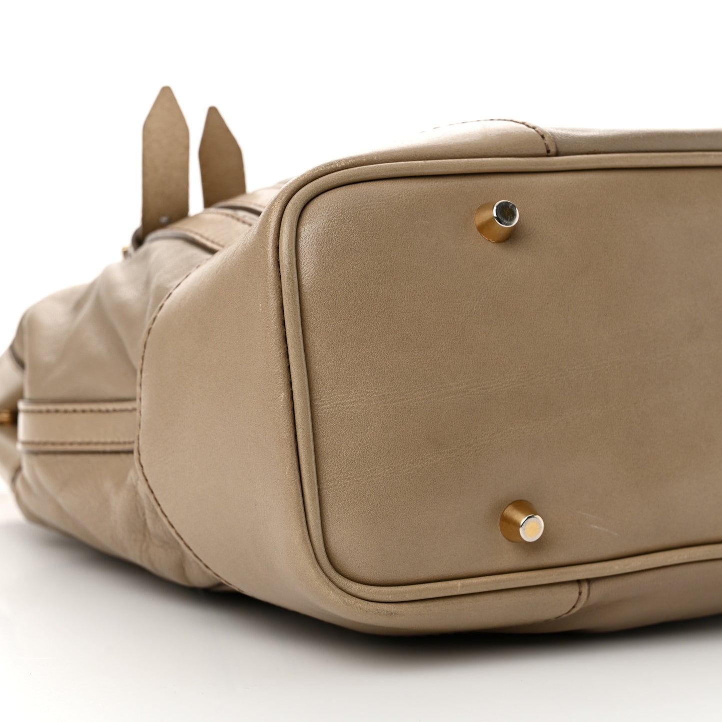 Lambskin Whipstitch Medium Tote Beige