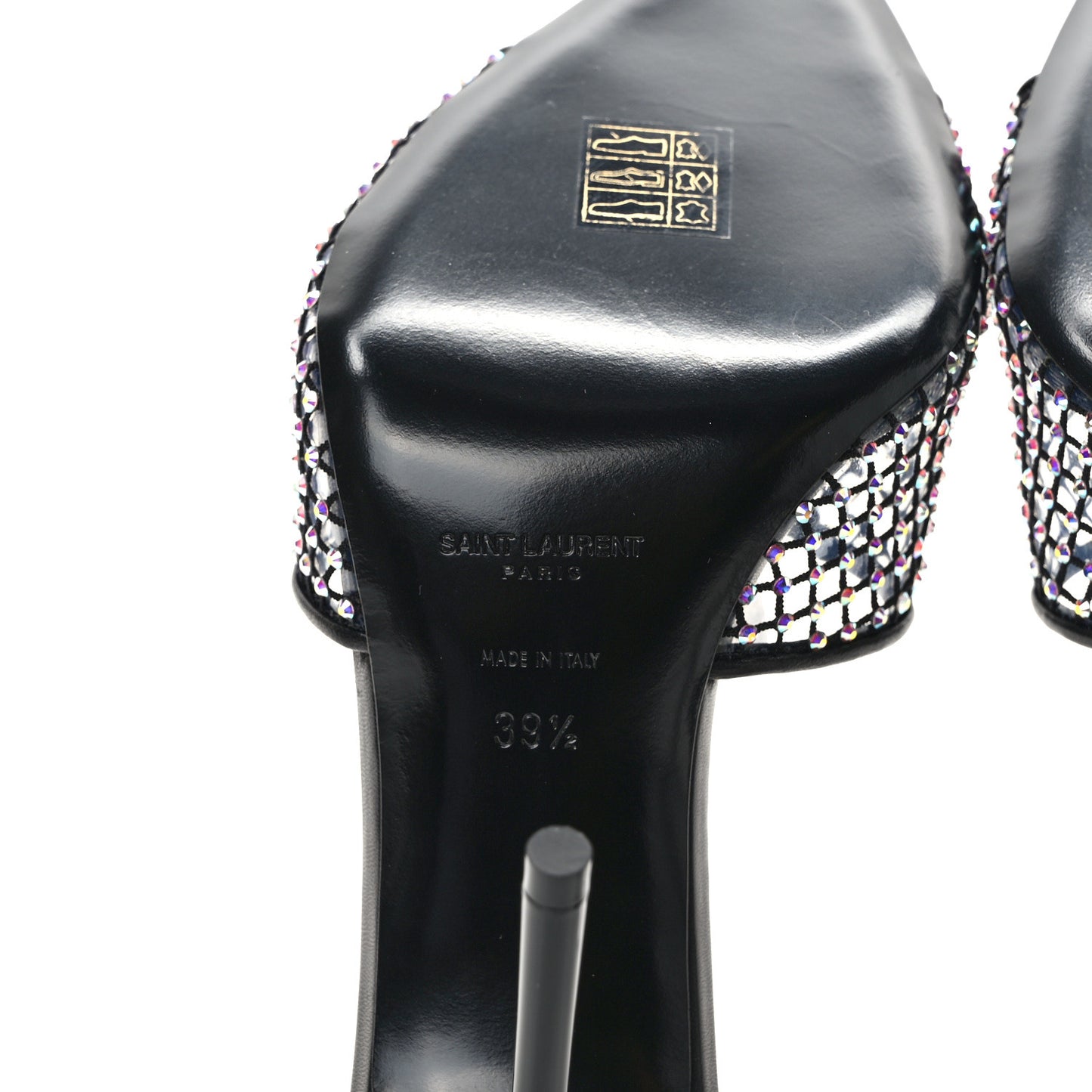 Mesh Strass Giqua 95 Mule Sandals 39.5 Black