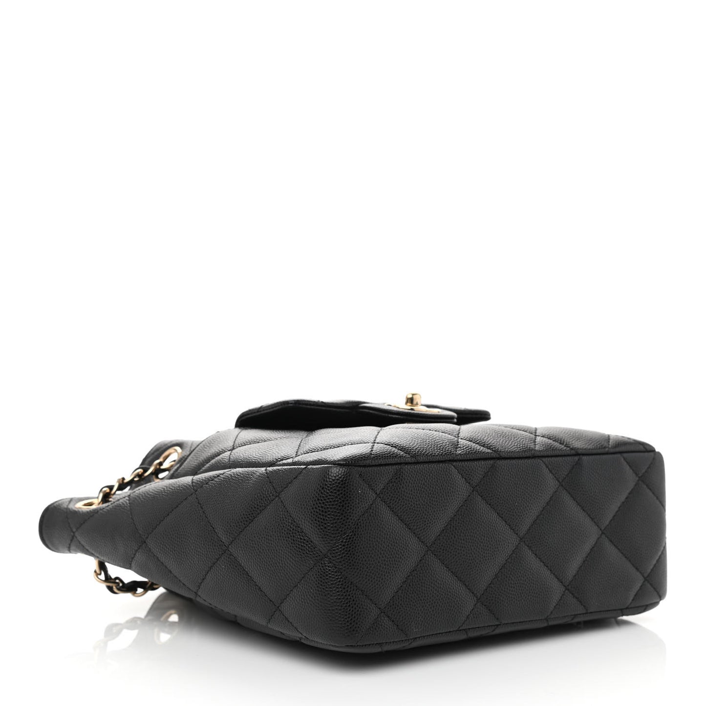 Caviar Quilted Flap Bucket Bag Black