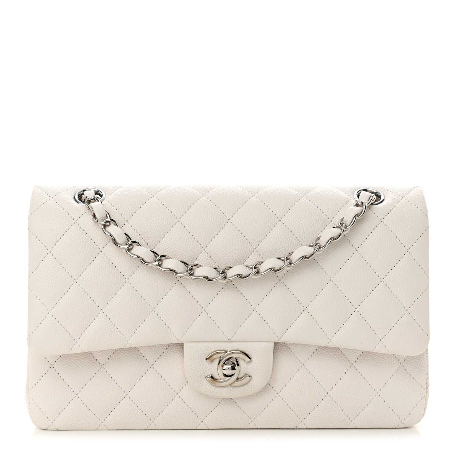 Chanel Caviar Quilted Medium Double Flap White 1 of 12