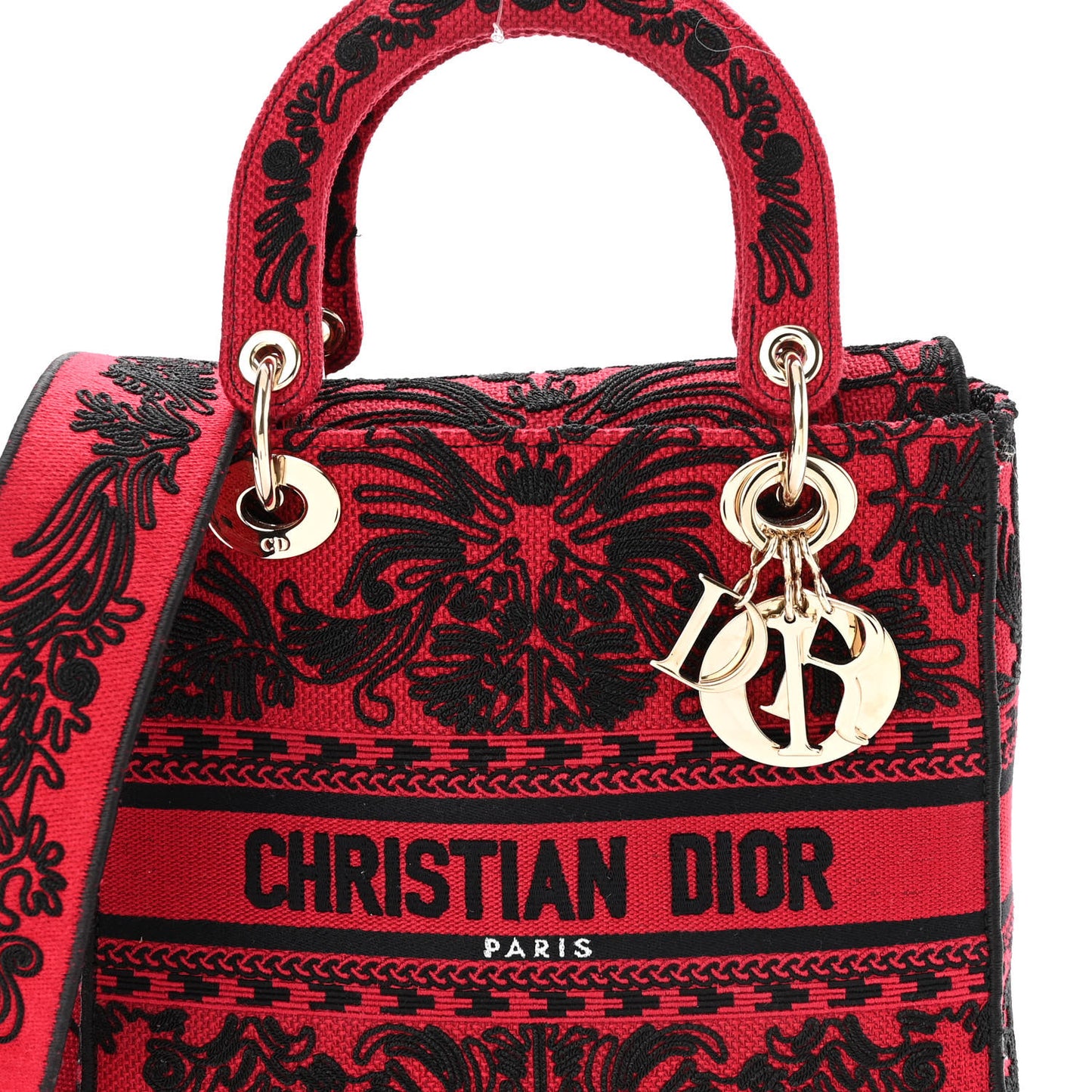 Canvas Embroidered Ornamental Cornely Medium Lady D-Lite Red Black